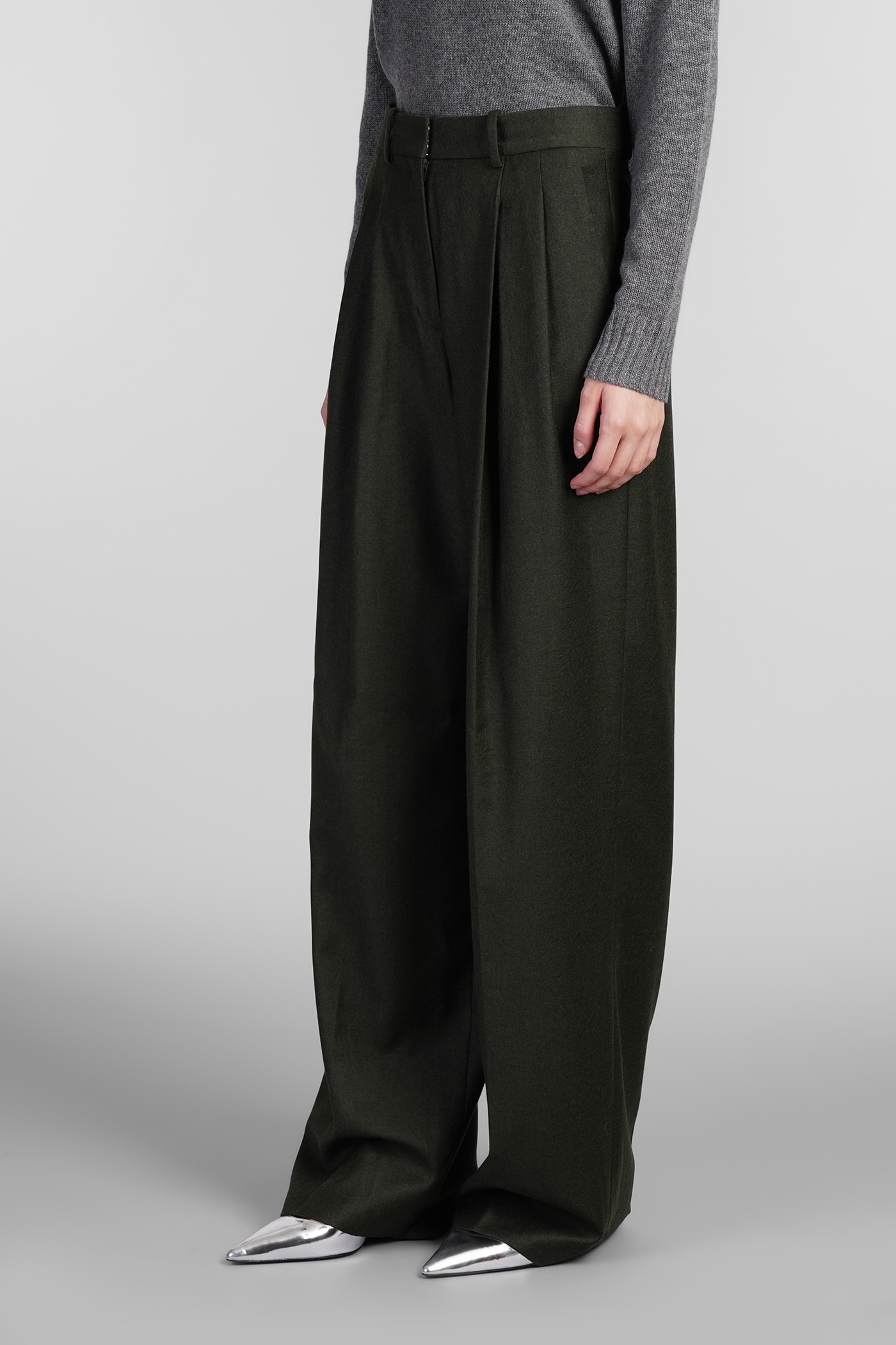 Shop Theory Pants In Green Wool