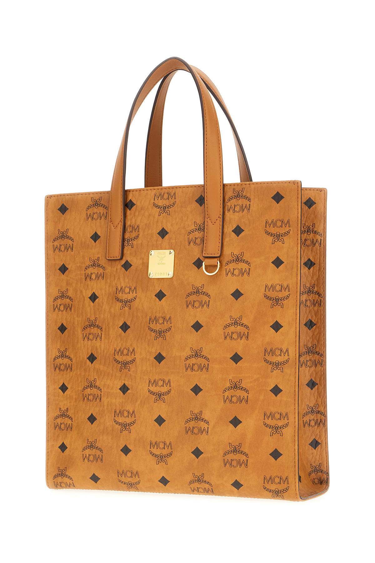 Shop Mcm Printed Synthetic Leather Medium Aren Handbag In Co