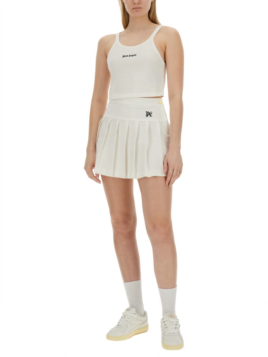Shop Palm Angels Tank Top With Logo In White
