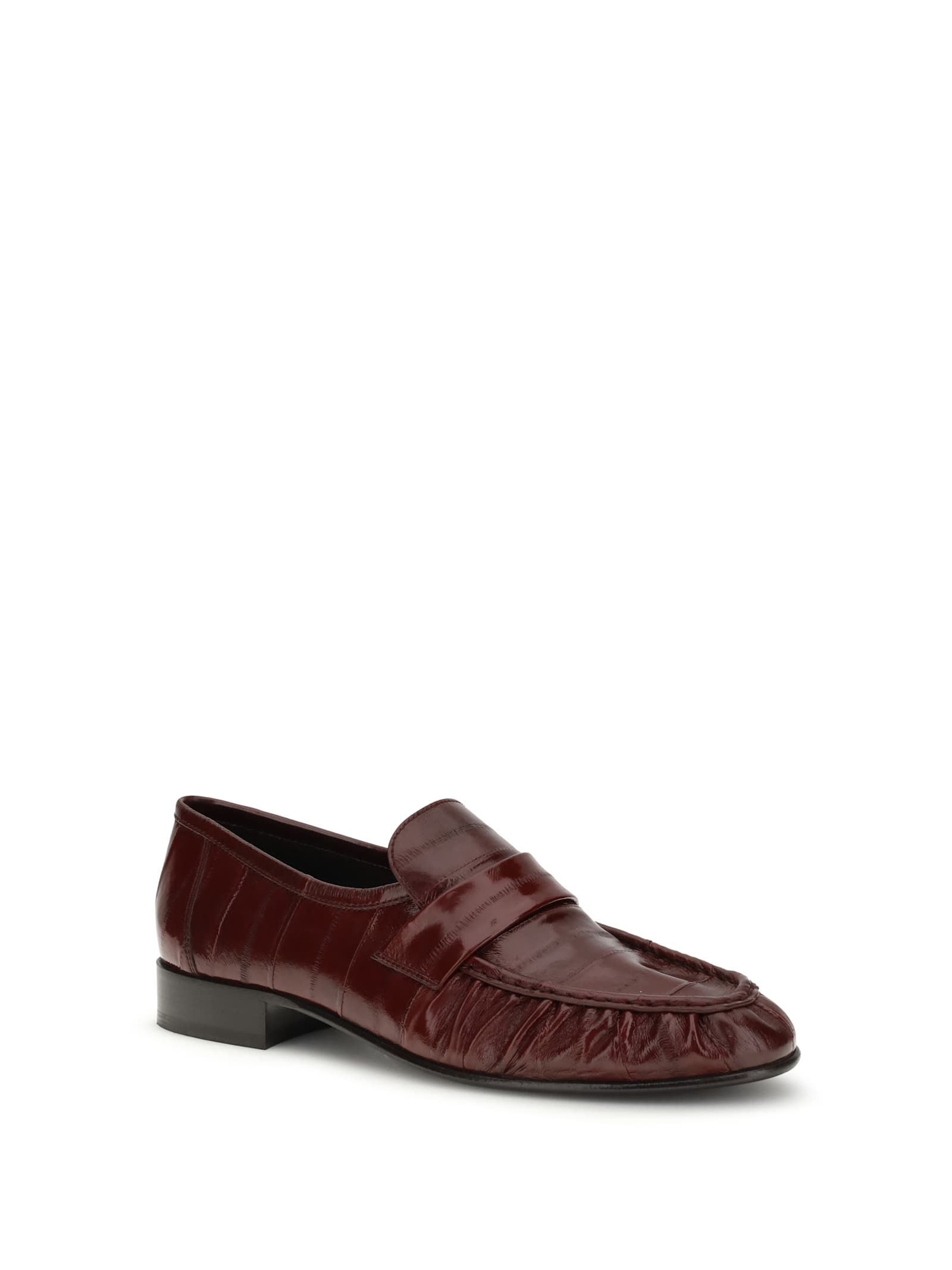 The Row Bordeaux Calf Leather Bos Taurus Slip-on Loafers In Burgundy