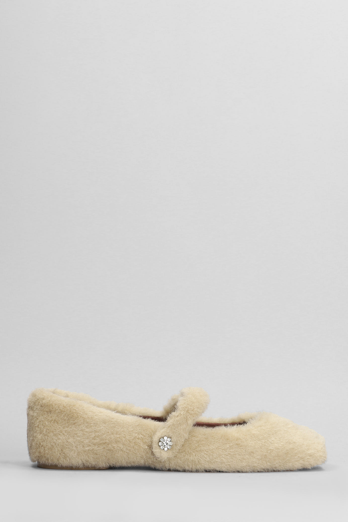 Julieta Flat Ballet Flats In Beige Fur