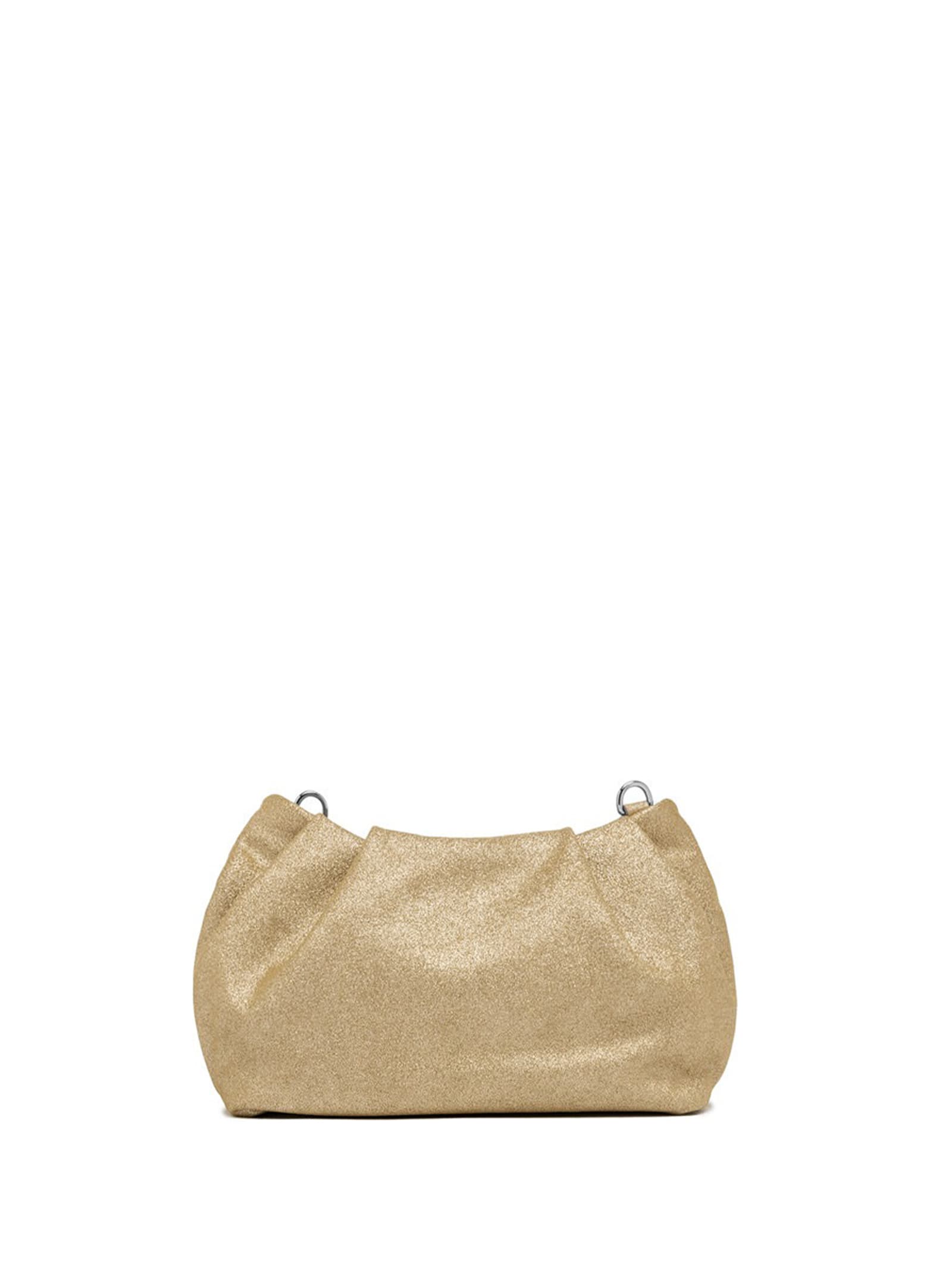 Shop Gianni Chiarini Gold Glitter Pearl Clutch Bag With Curled Effect In Rich Gold