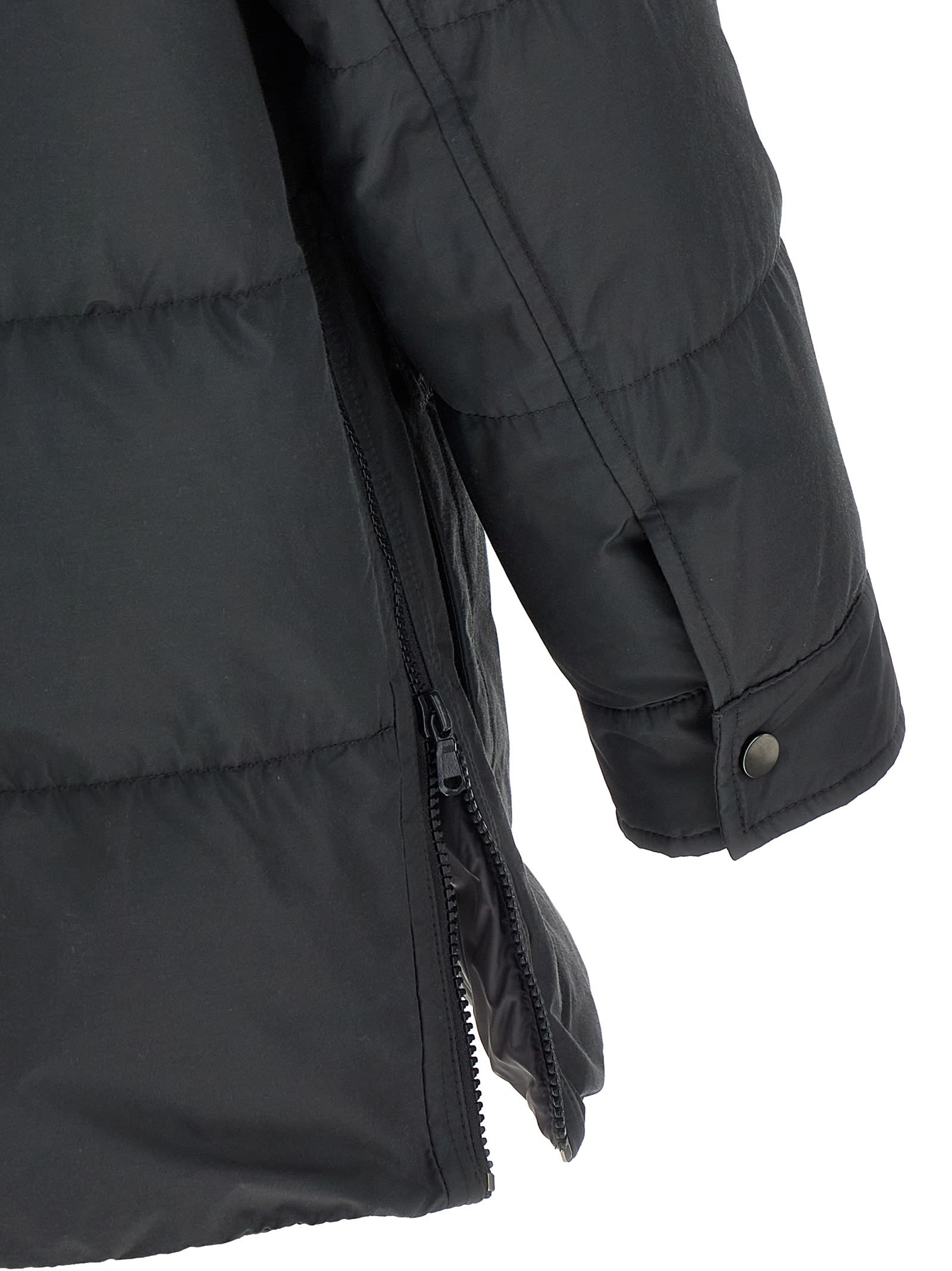 Brunello Cucinelli Knitted Neck Down Jacket Puffer Jackets Gray In Black
