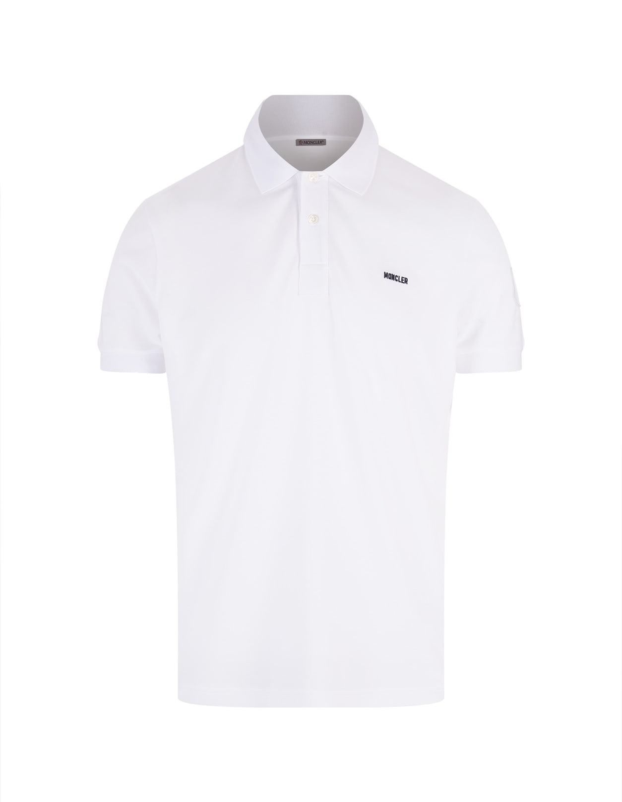 MONCLER WHITE SHORT-SLEEVED POLO SHIRT WITH EMBROIDERED LOGO