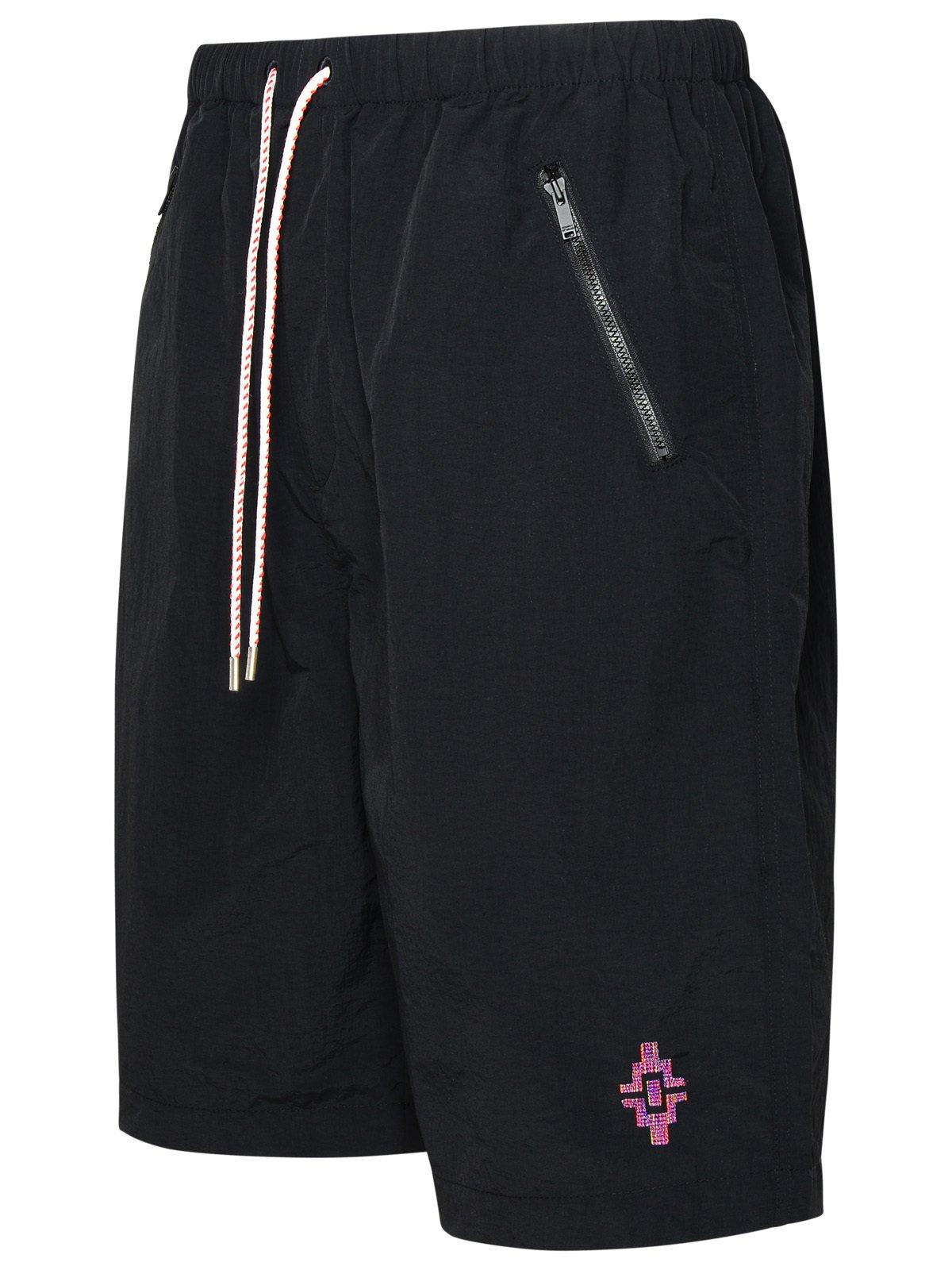 Shop Marcelo Burlon County Of Milan Cross Embroidered Bermuda Shorts In Black