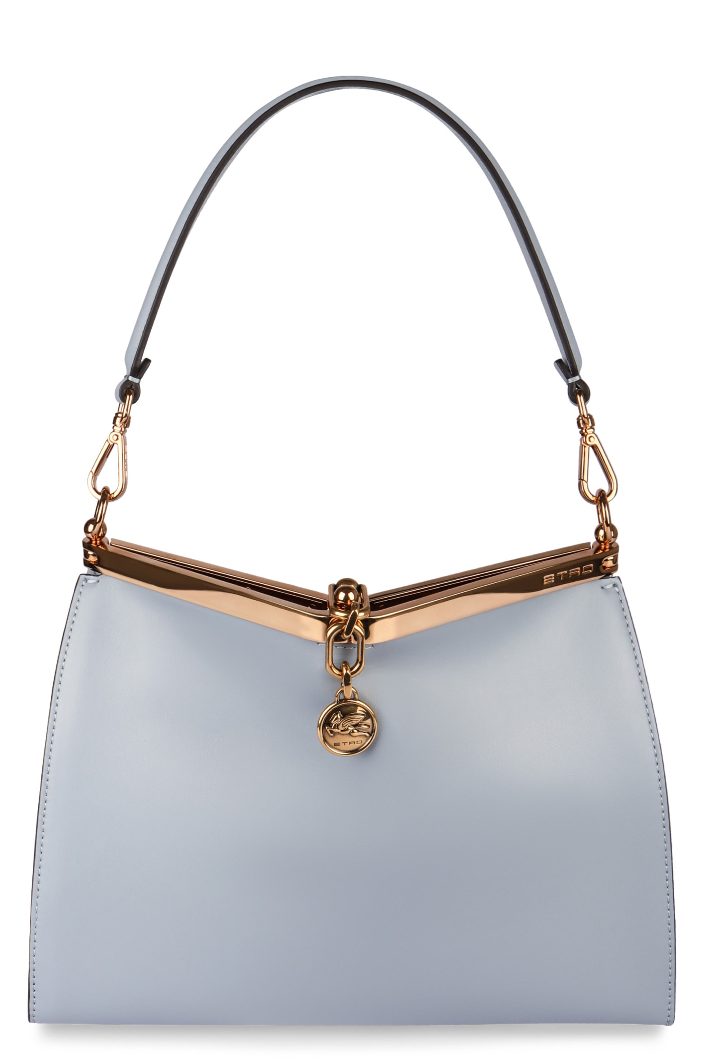 Shop Etro Vela Media Leather Shoulder Bag In Light Blue