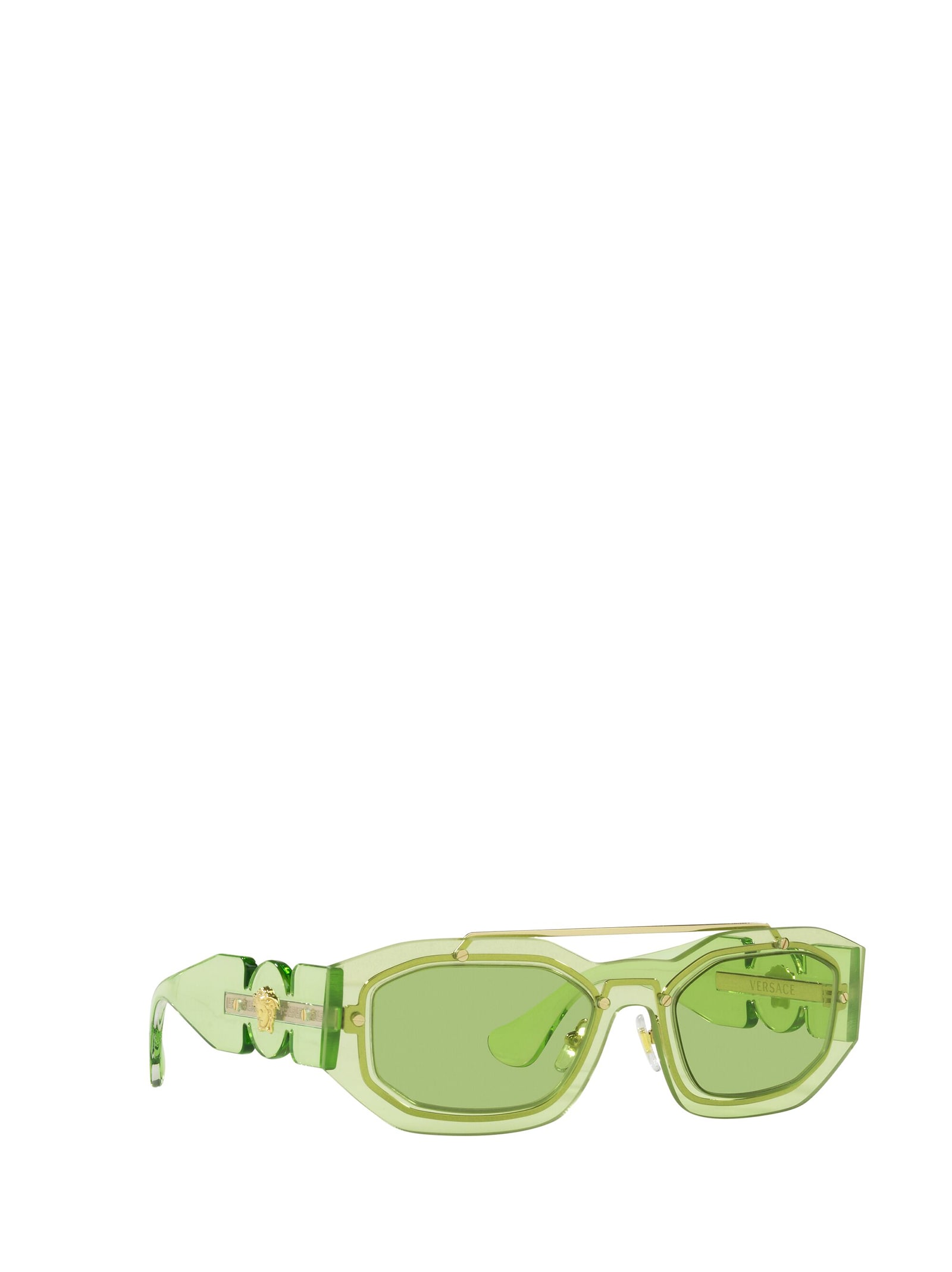 Shop Versace Ve2235 Transparent Light Green Sunglasses