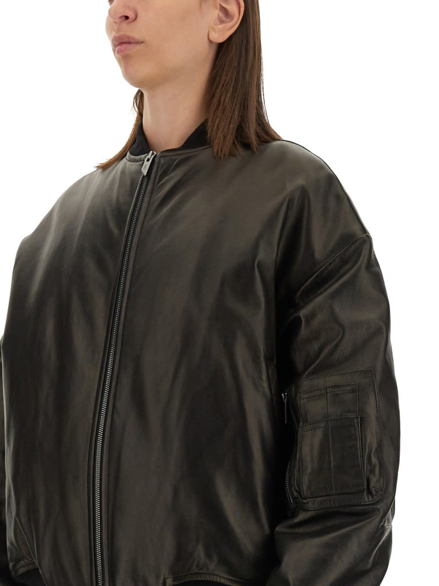 Shop Salvatore Santoro Leather Bomber Jacket In Black