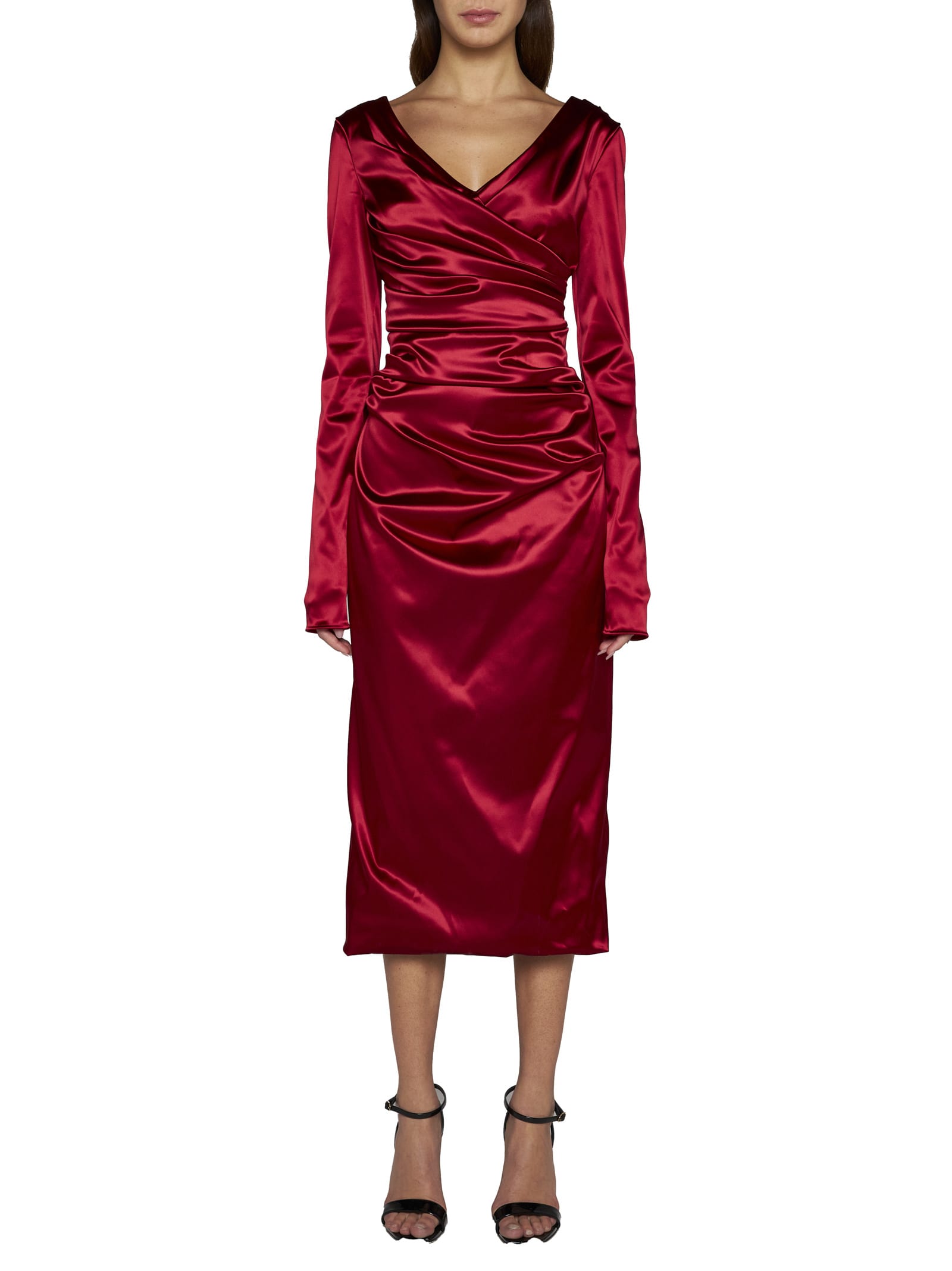 Dolce & Gabbana Woman Midi Dress Red Size 6 Acetate, Polyamide, Elastane In Granata