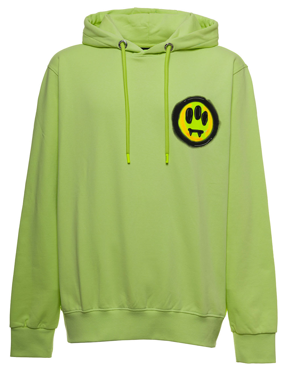 Barrow Fluo Yellow Jersey Hoodie With Logo Print