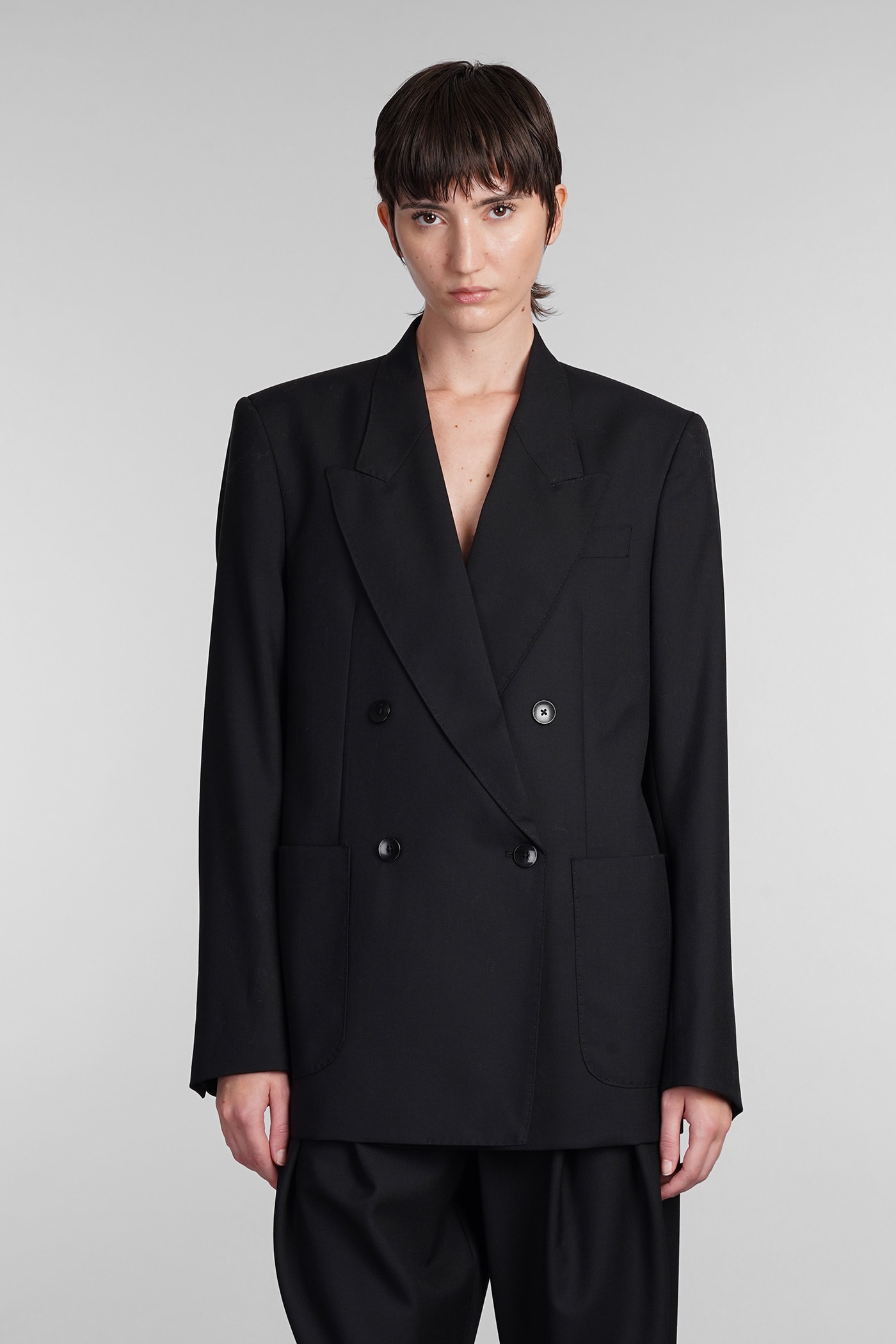 Shop Laneus Blazer In Black Wool