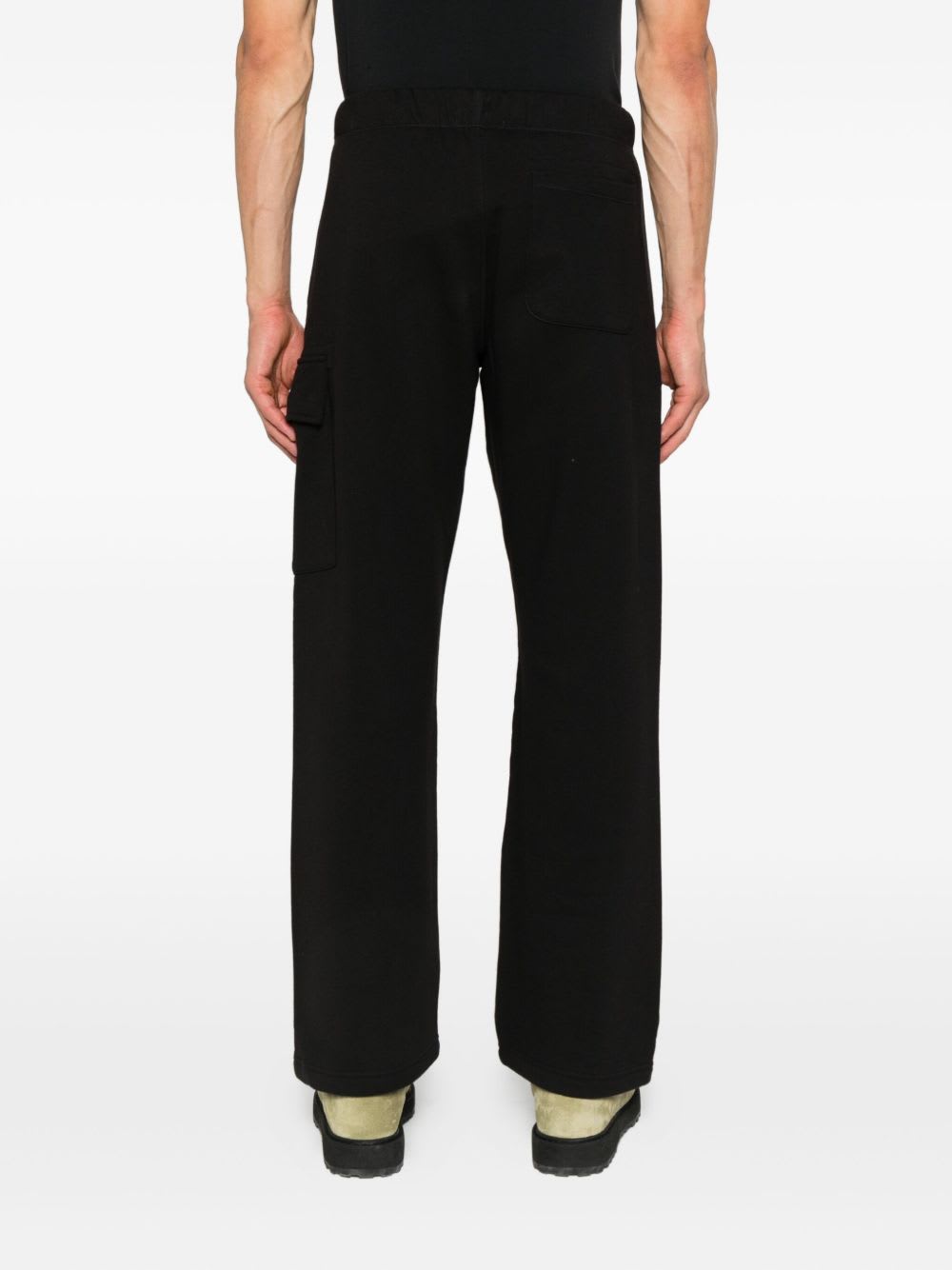 C.p. Company Black Linen And Cotton Blend Utility Trousers In Animal Print
