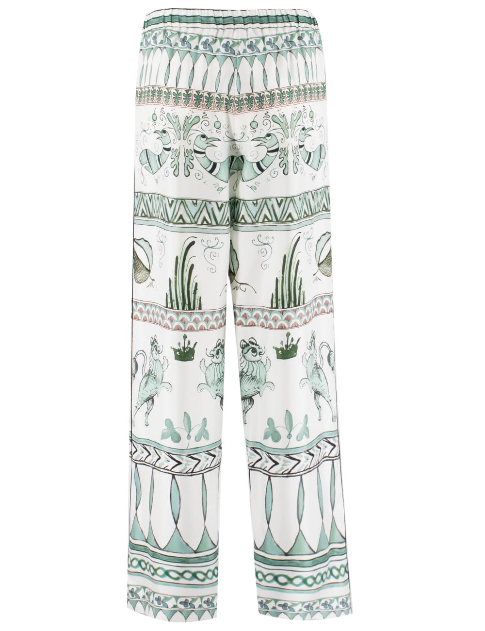 Fabiana Filippi Womens Wide-leg Trousers With Pattern In Bianco/ottanio/verde