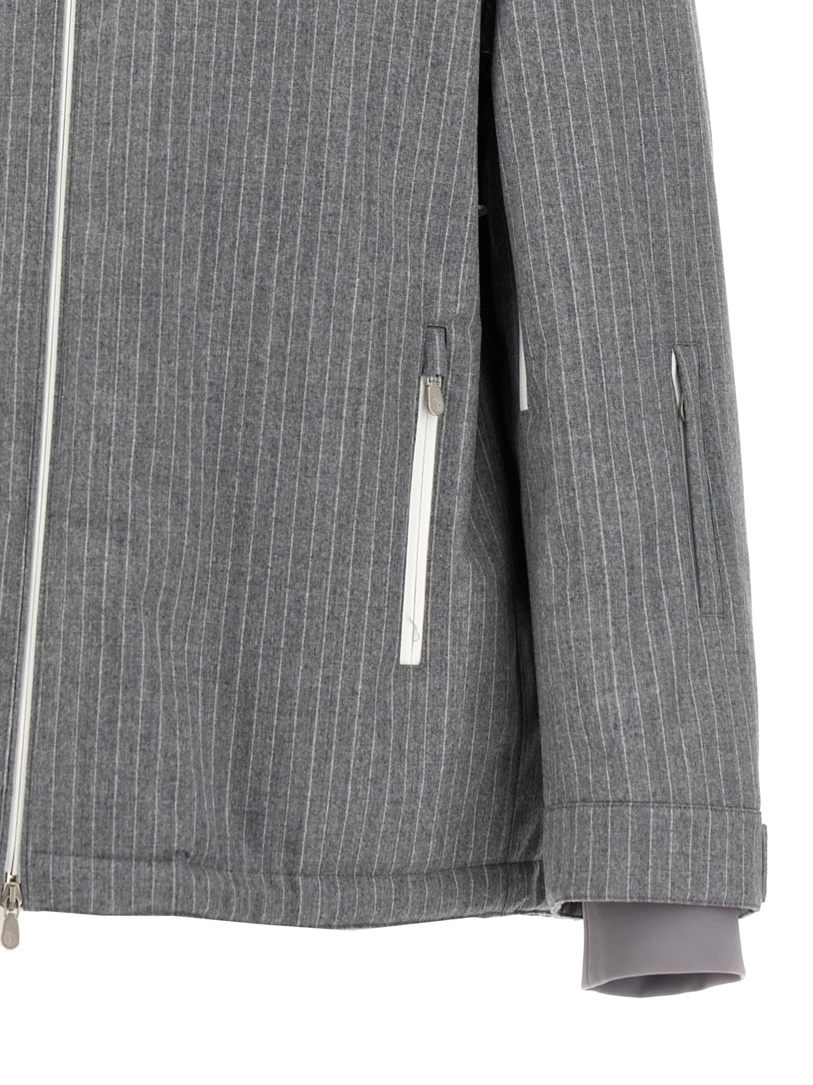 BRUNELLO CUCINELLI PINSTRIPED BOMBER JACKET 