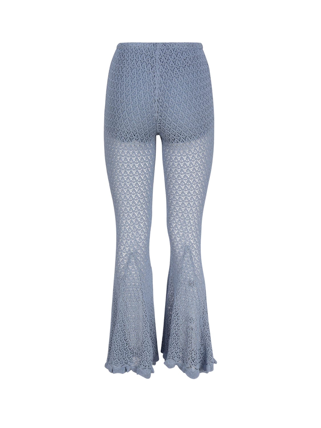Shop Blumarine Crochet Flared Trousers In Light Blue