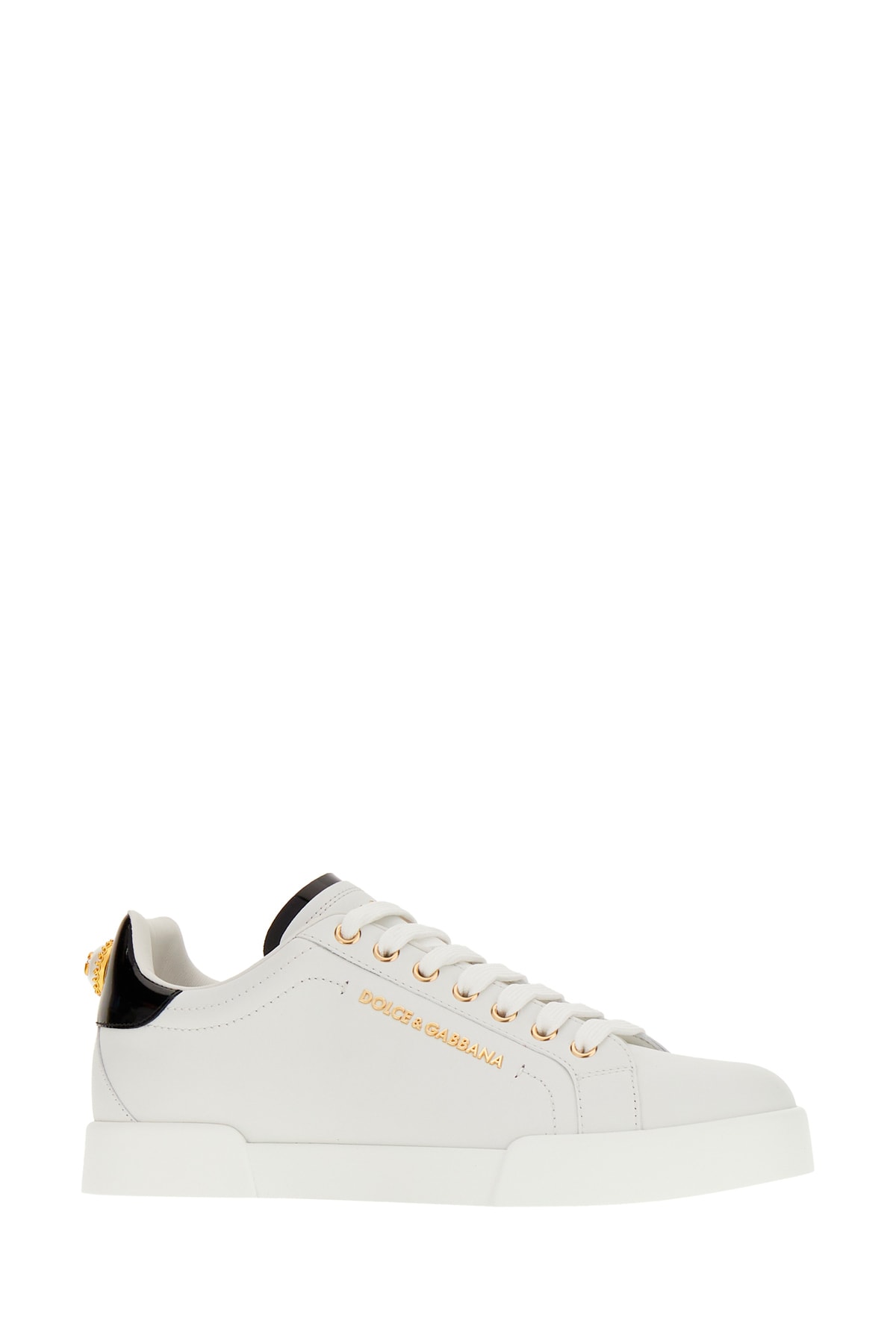 Shop Dolce & Gabbana White Nappa Leather Portofino Sneakers In Bianco