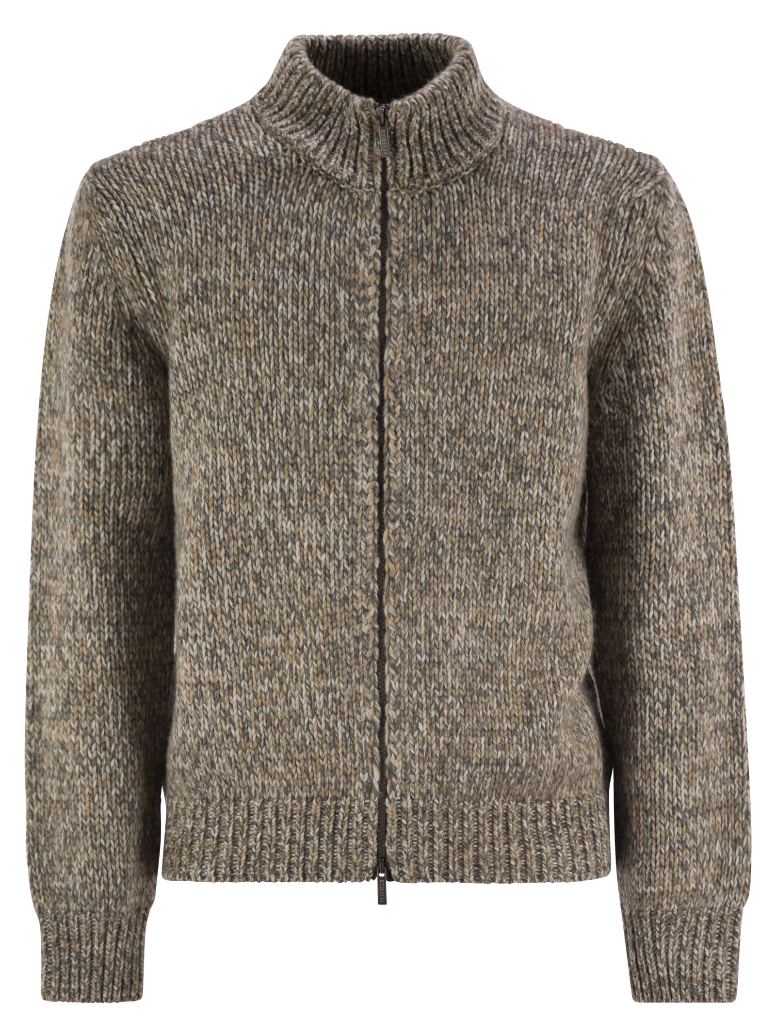 Wool-blend Turtleneck Cardigan