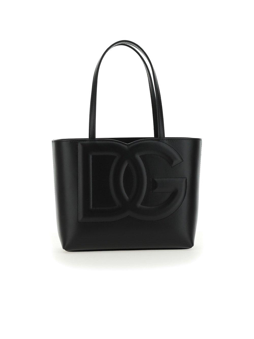 Dolce & Gabbana Dg Logo Embossed Small Tote Bag In Black