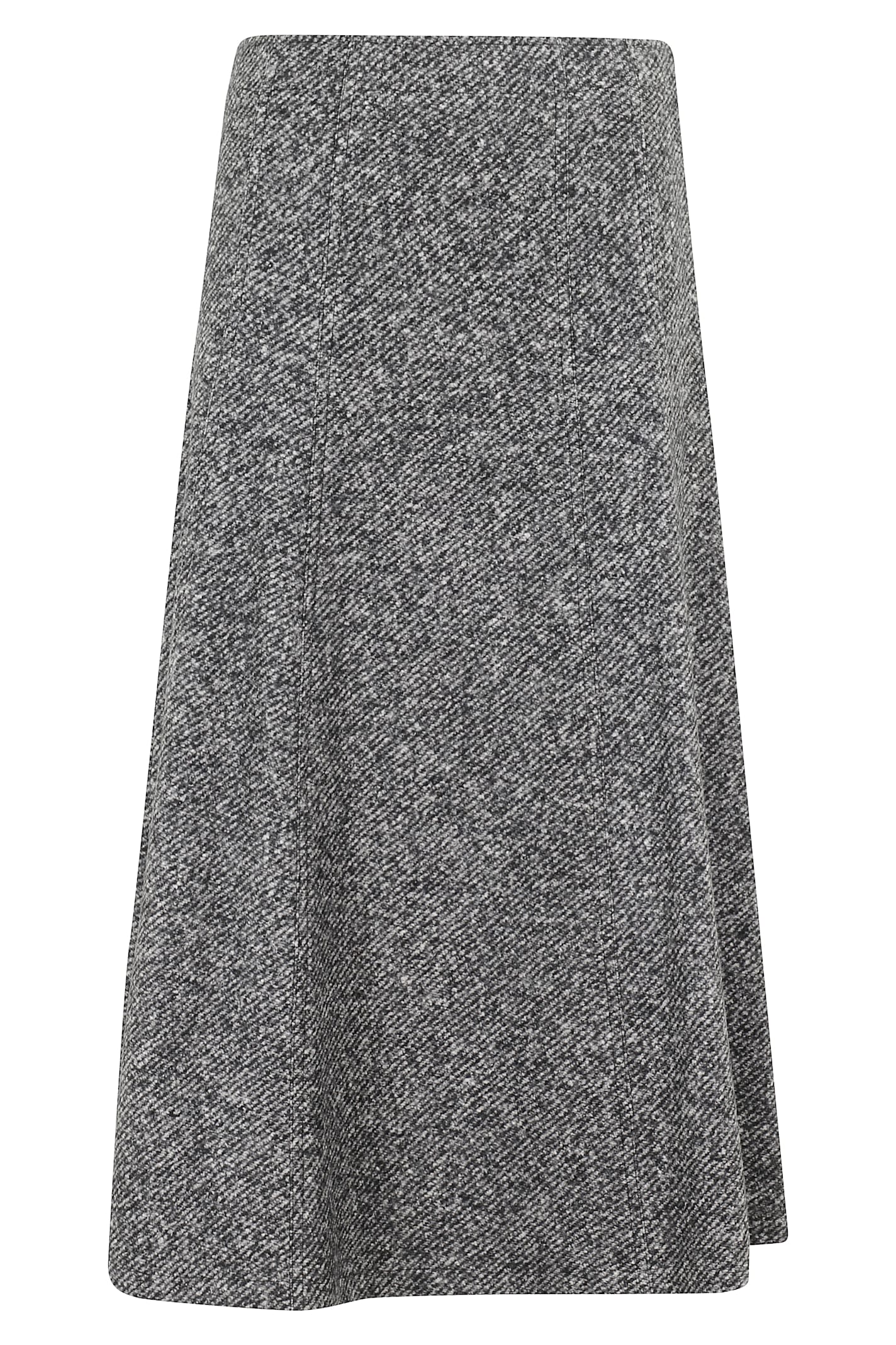 Seventy Flared Midi Skirt With Textured Finish In Gray