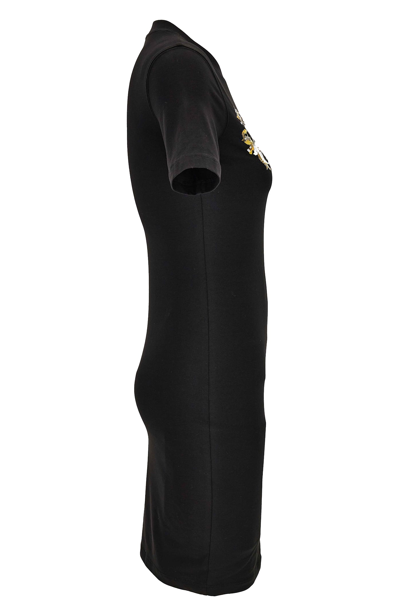 Versace Jeans Couture Crystal Outline Barocco Mini Dress In Black