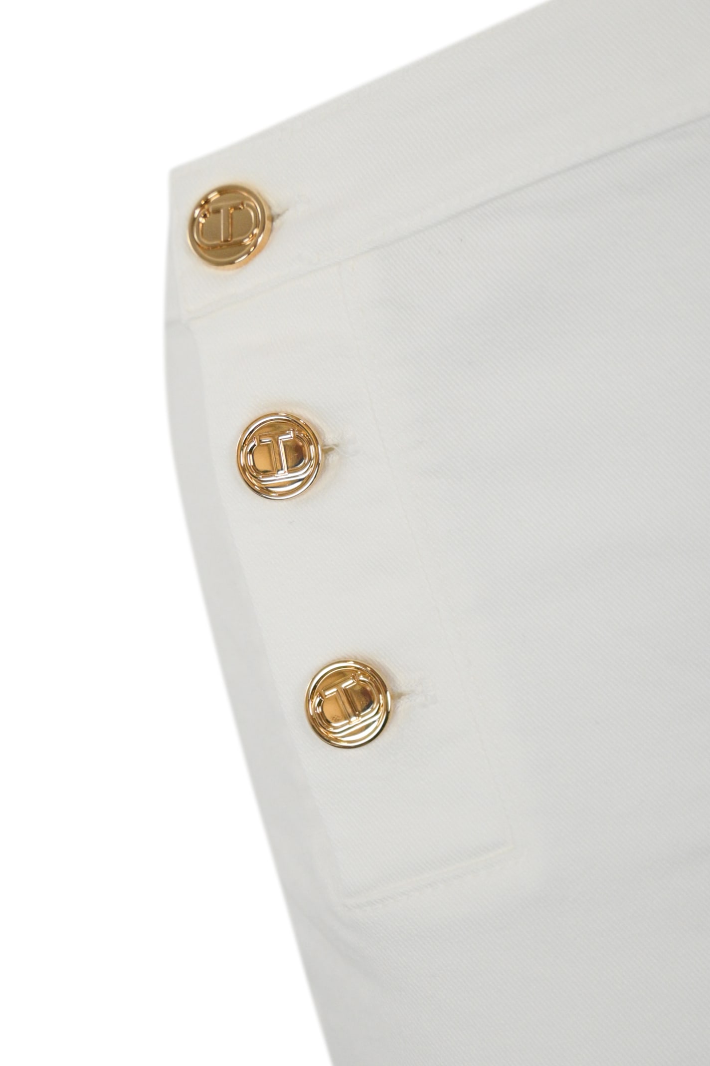 Twinset Wide Leg Trousers In White Denim In Ice