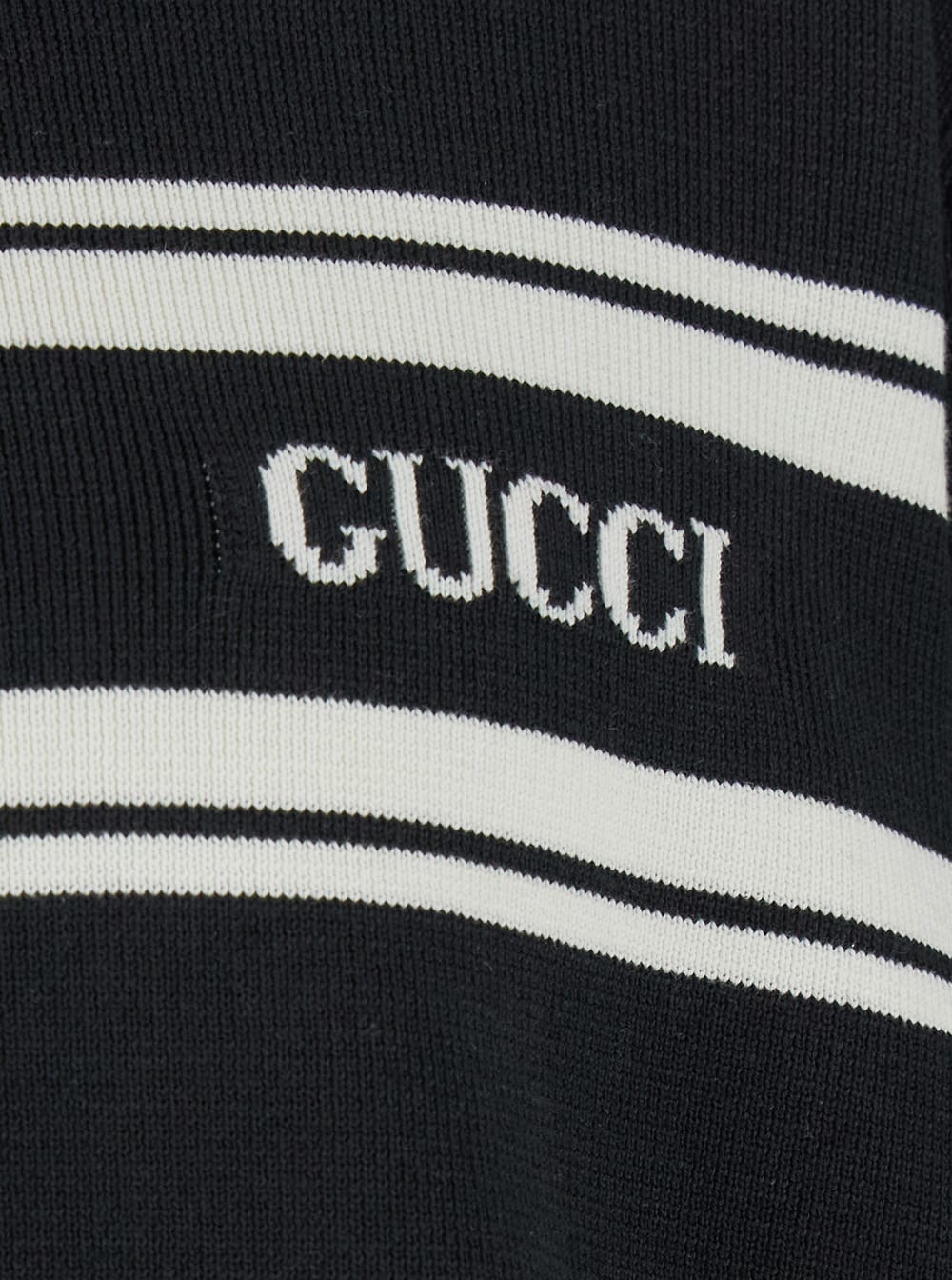 Gucci Black Sweater With Logo Lettering On The Front In Wool Man In Black