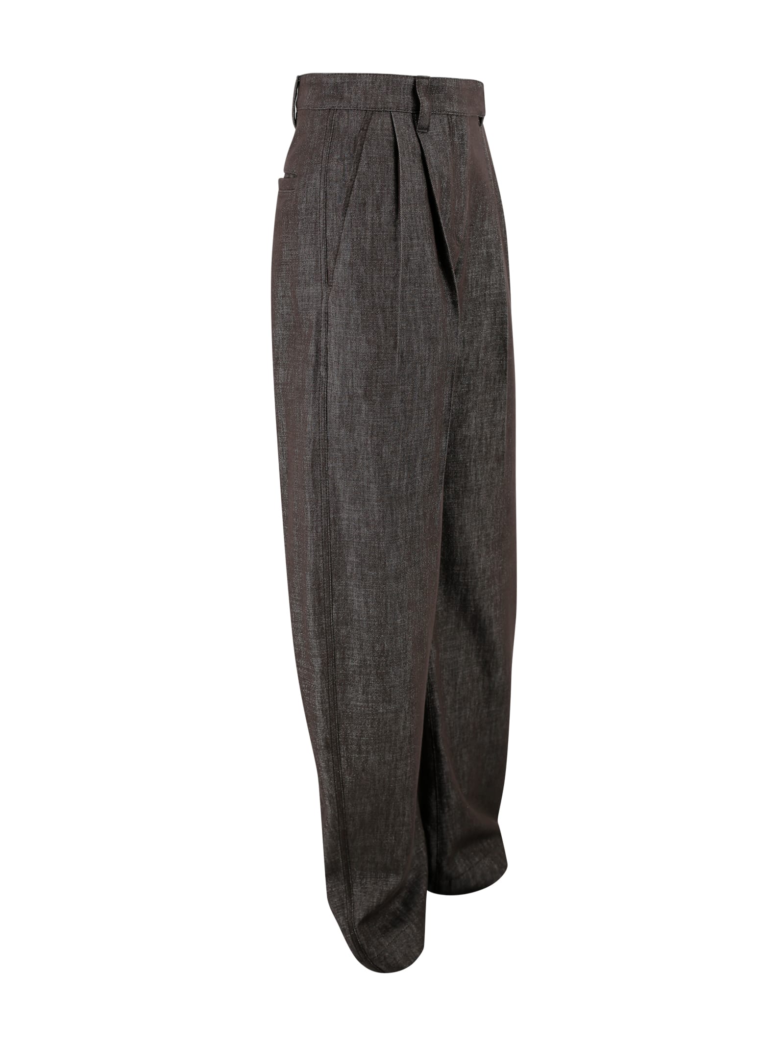 Brunello Cucinelli Loose Curved Pants In Brown
