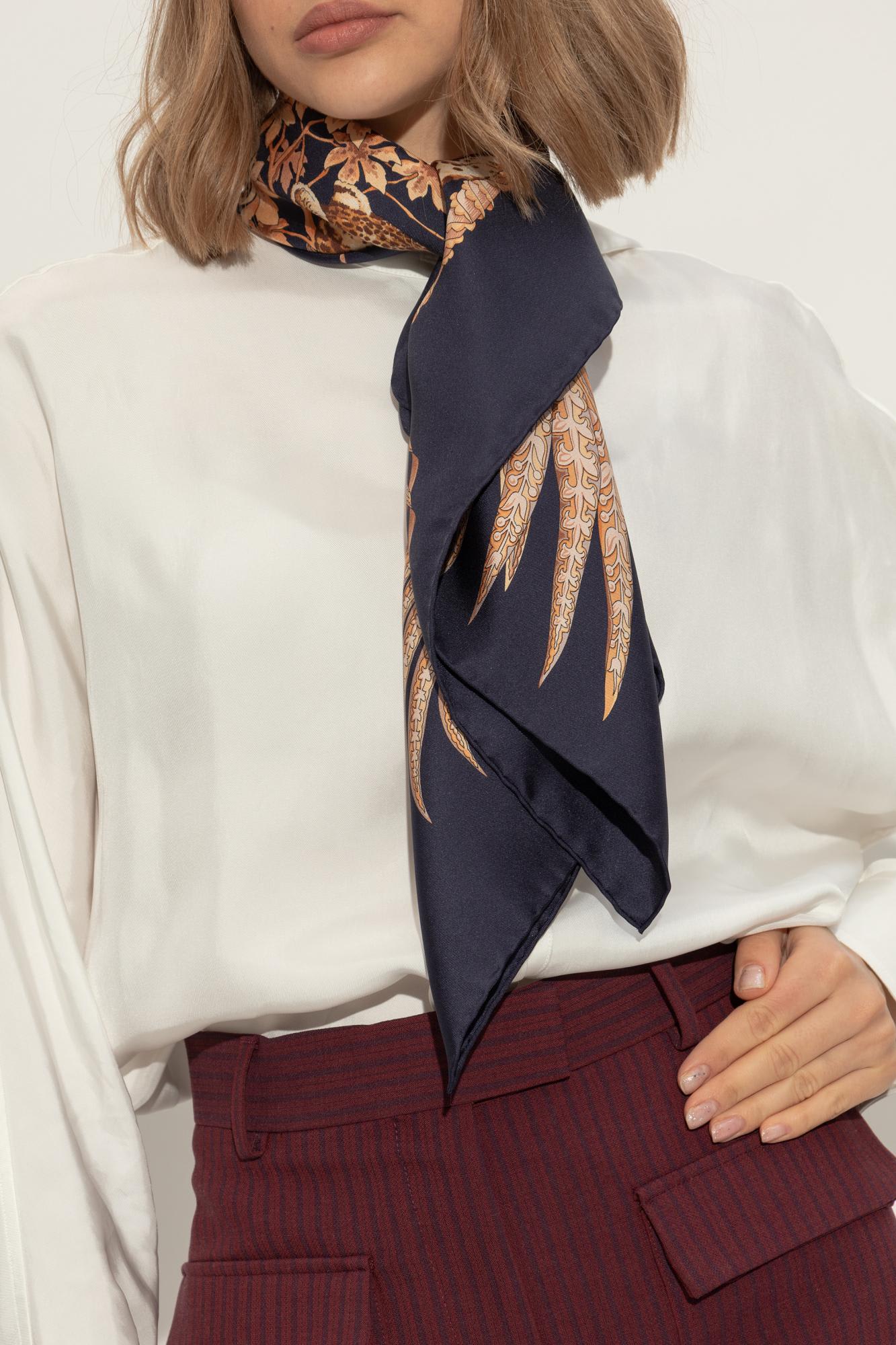 Ferragamo Leopard Print Silk Scarf In Blue