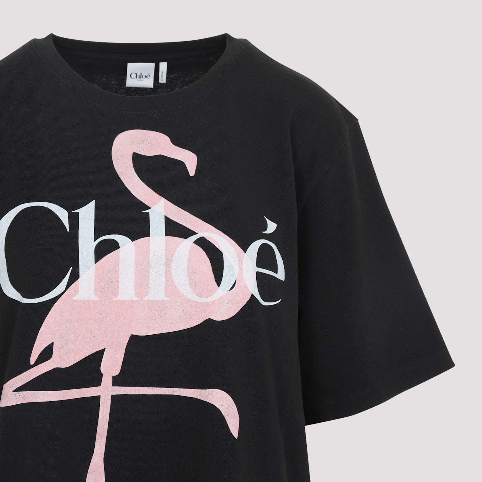 Chloé Chloe Printed Cotton T-shirt In Black