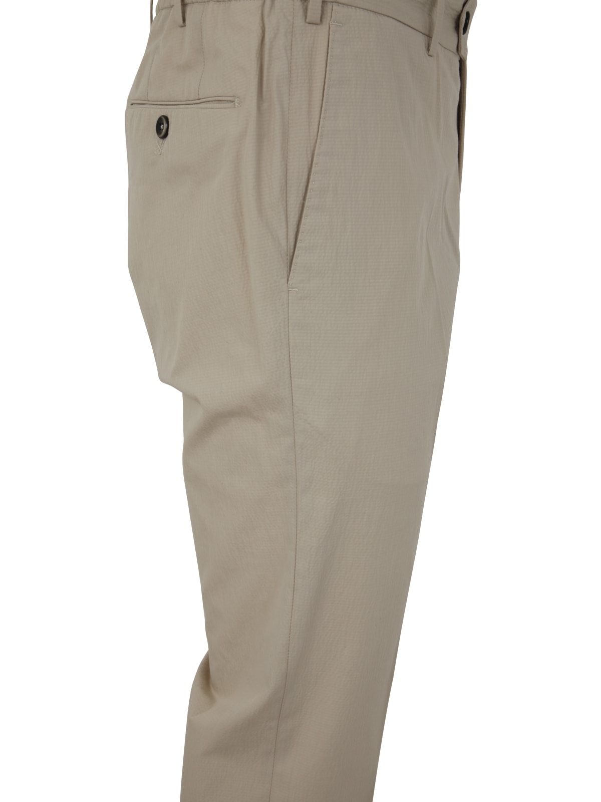 Shop Pt01 Man Seersucker Trousers With Coulisse In Cream