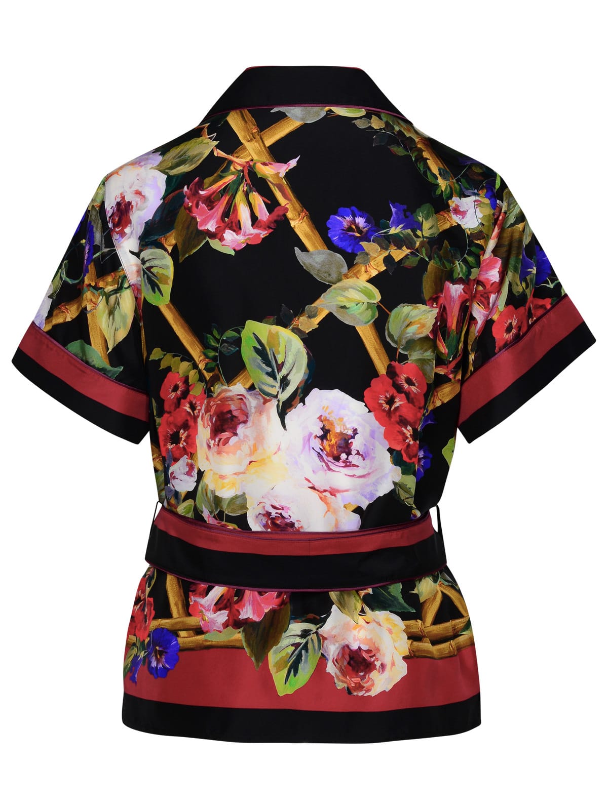 Shop Dolce & Gabbana Flower Belted Shirt In Roseto Con Greca