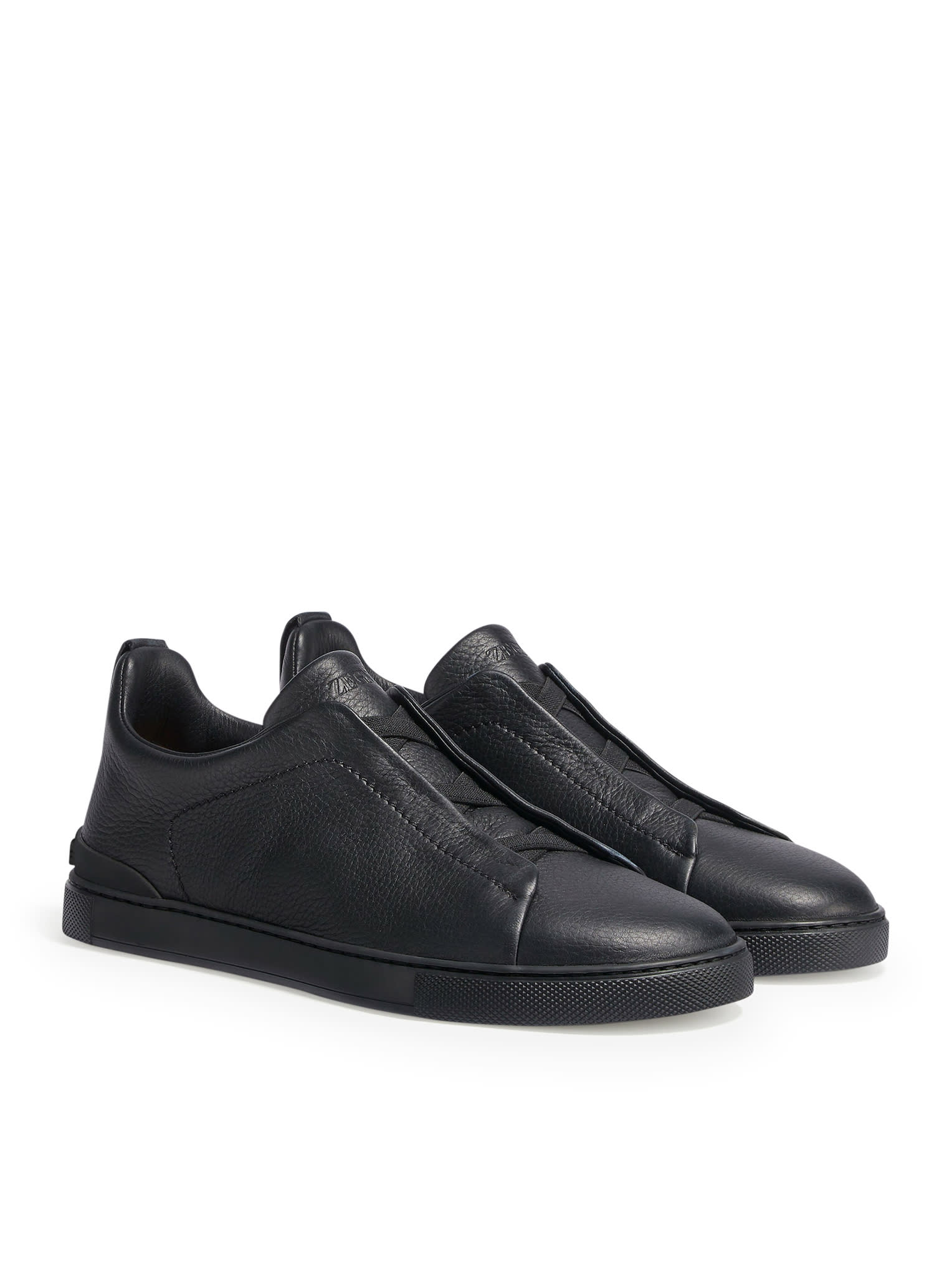 Shop Zegna Low Top Triple Stitch Sneakers In Nee Black