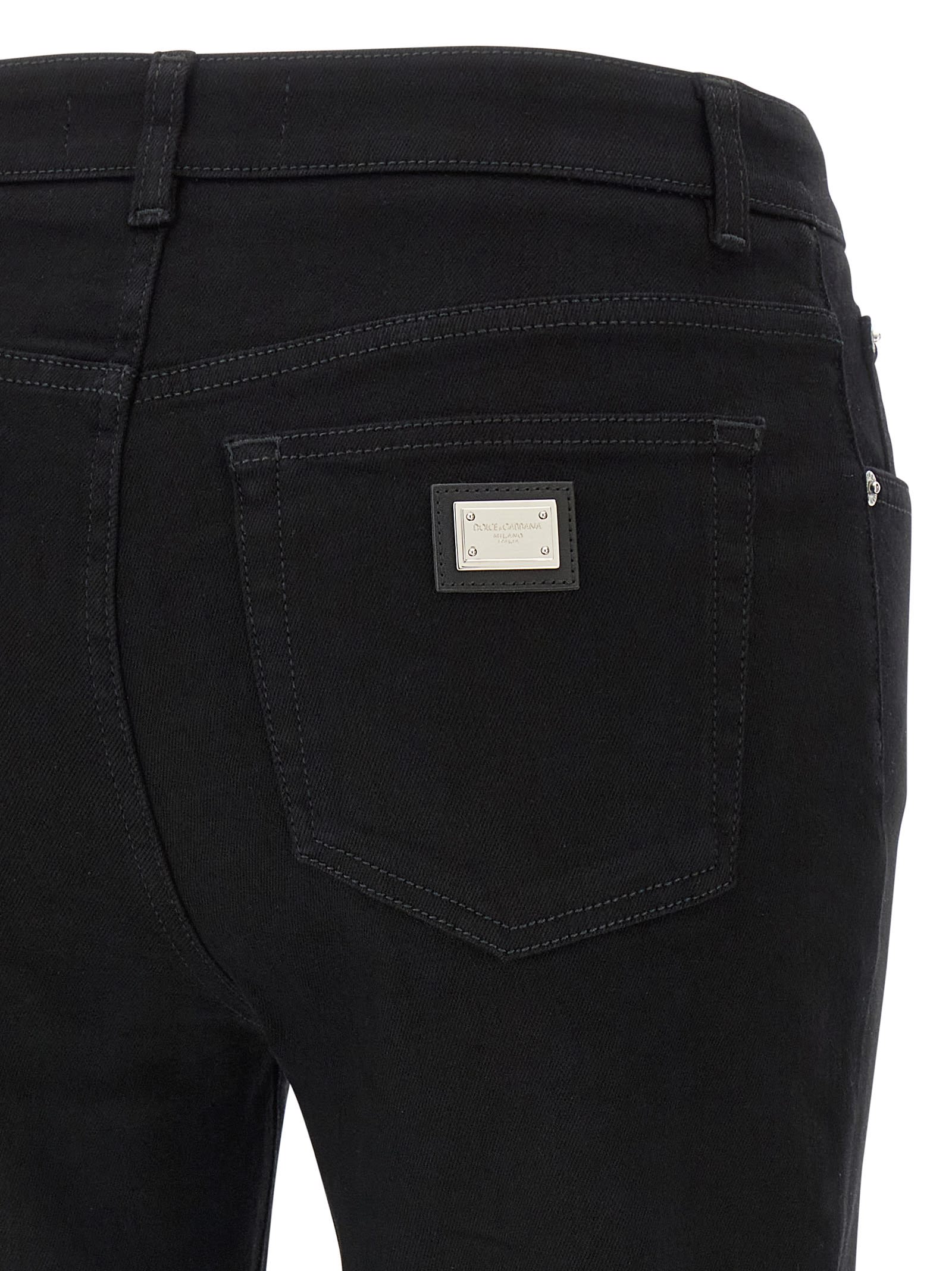 Dolce & Gabbana Slim Fit Stretch Cotton Denim Trousers In Black