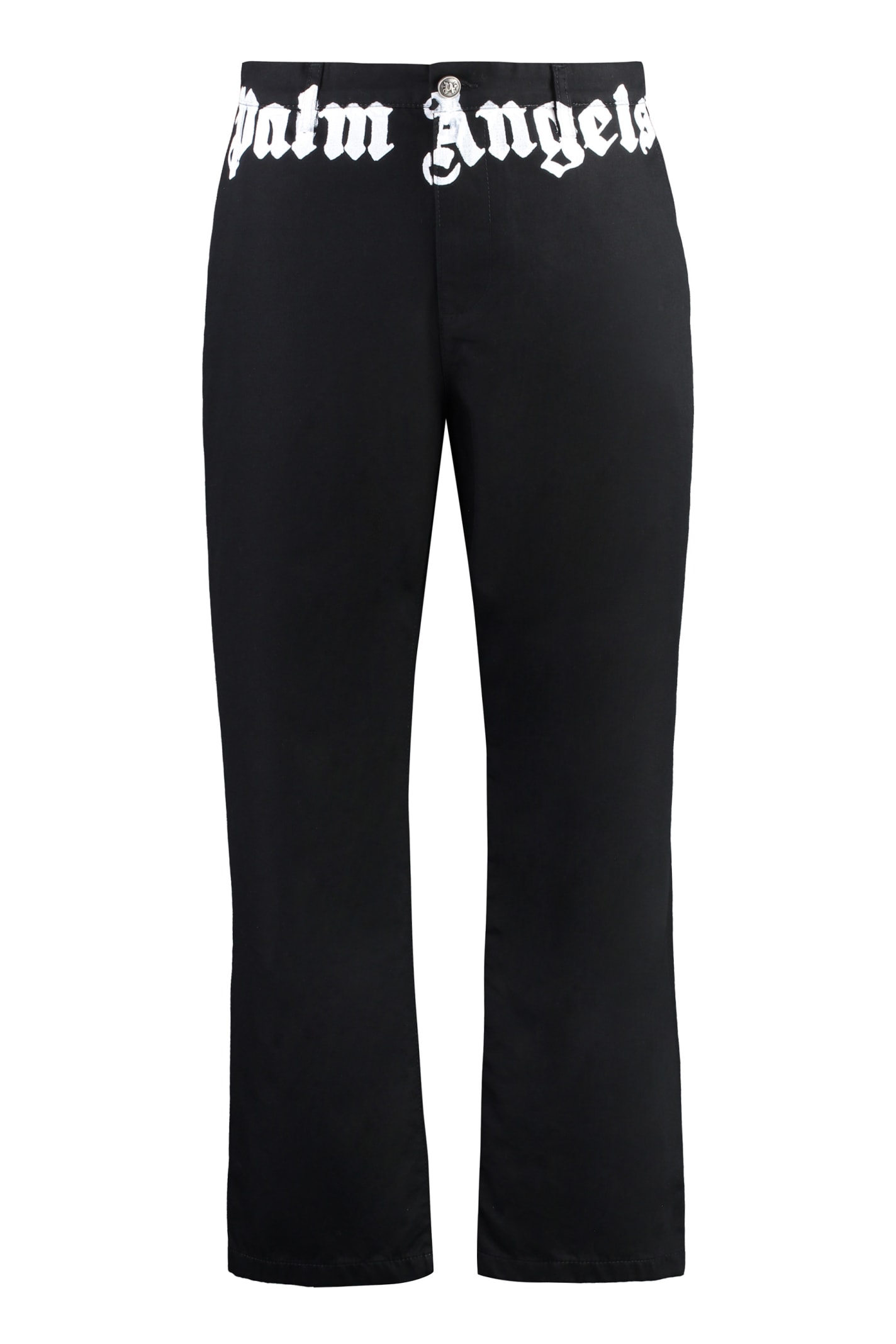 Shop Palm Angels Cotton Trousers In Black