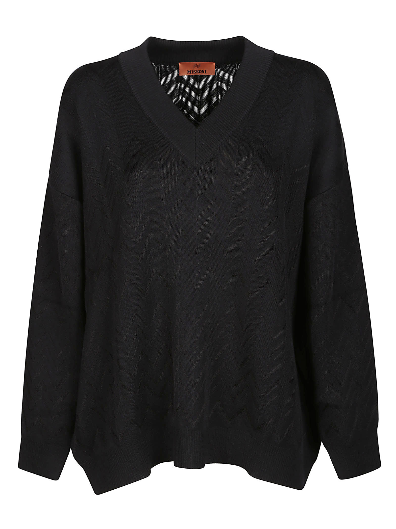 Missoni V-neck Sweater In Black Beauty