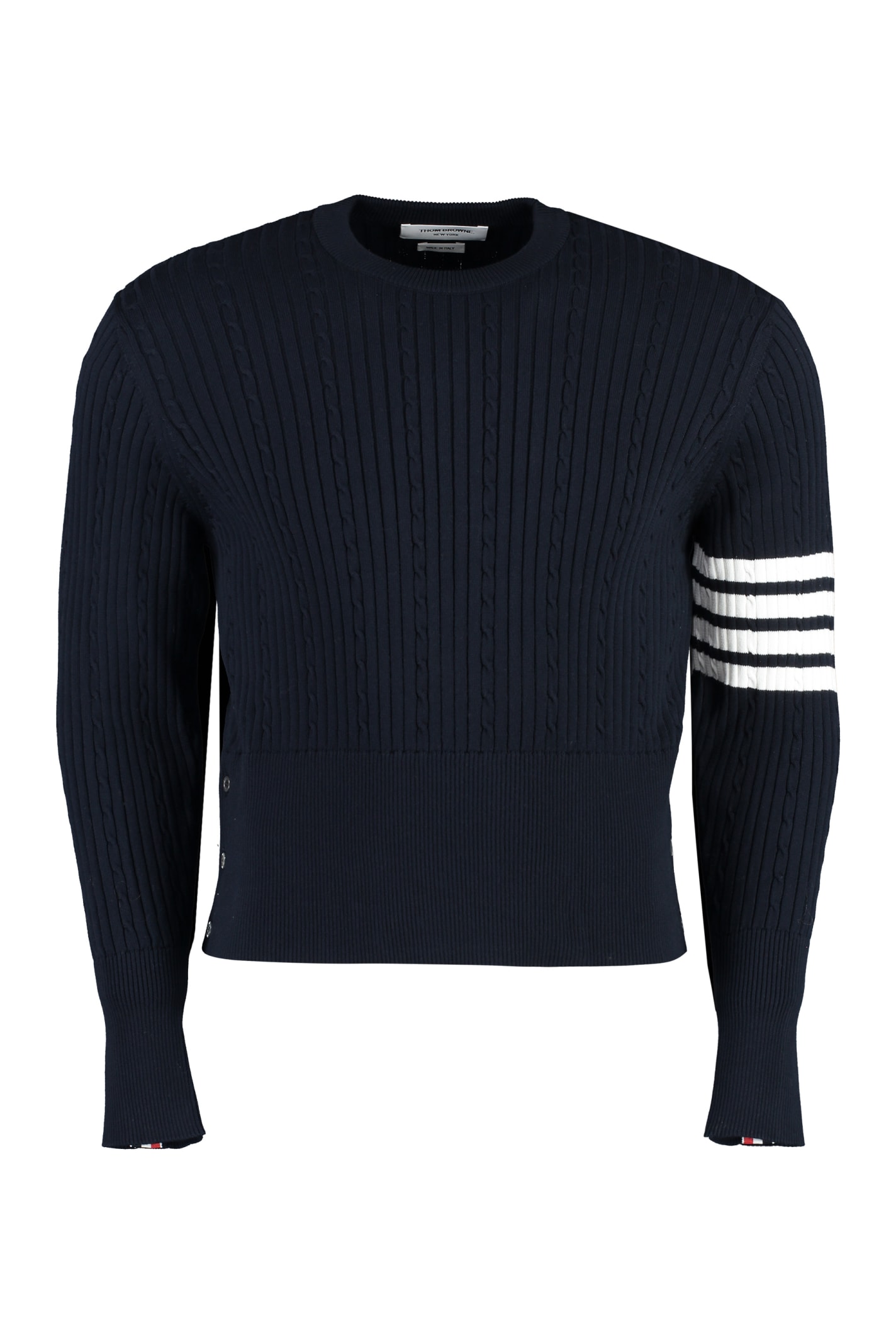 Shop Thom Browne Long Sleeve Crew-neck Sweater In Blue