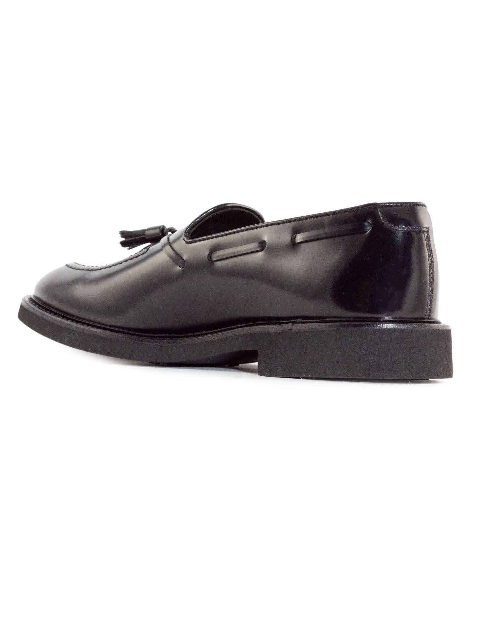 Doucal's Black Brushed Leather Loafers In Nero F.do Nero