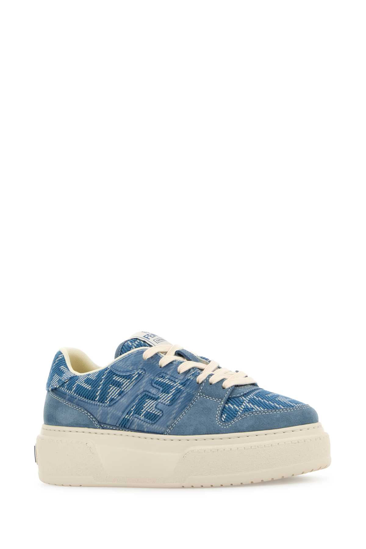 Fendi Match Canvas And Suede Low-top Sneakers In Blue