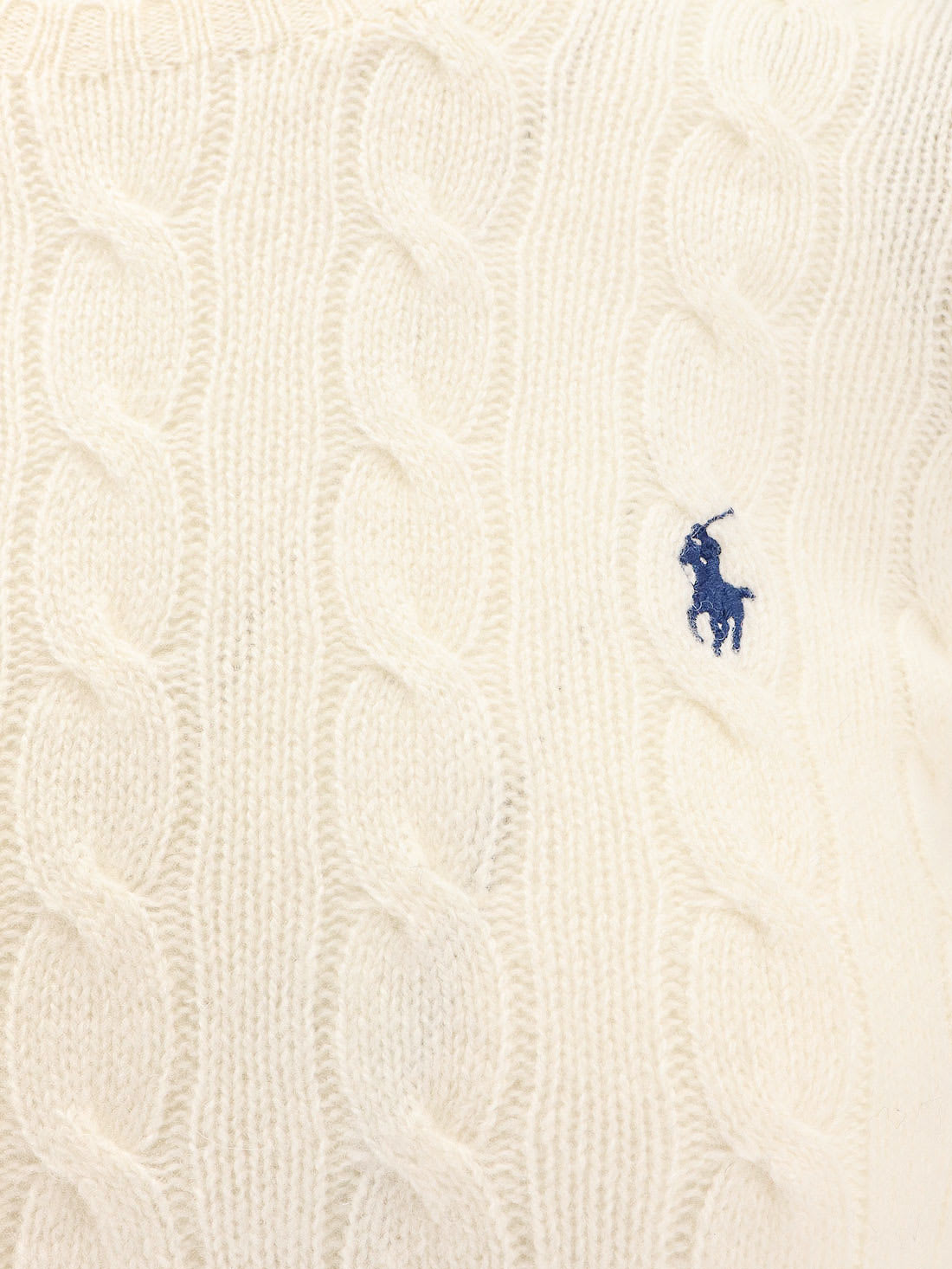 Polo Ralph Lauren Classic Cable Knit Sweater With Round Neckline And Ribbed Details In White