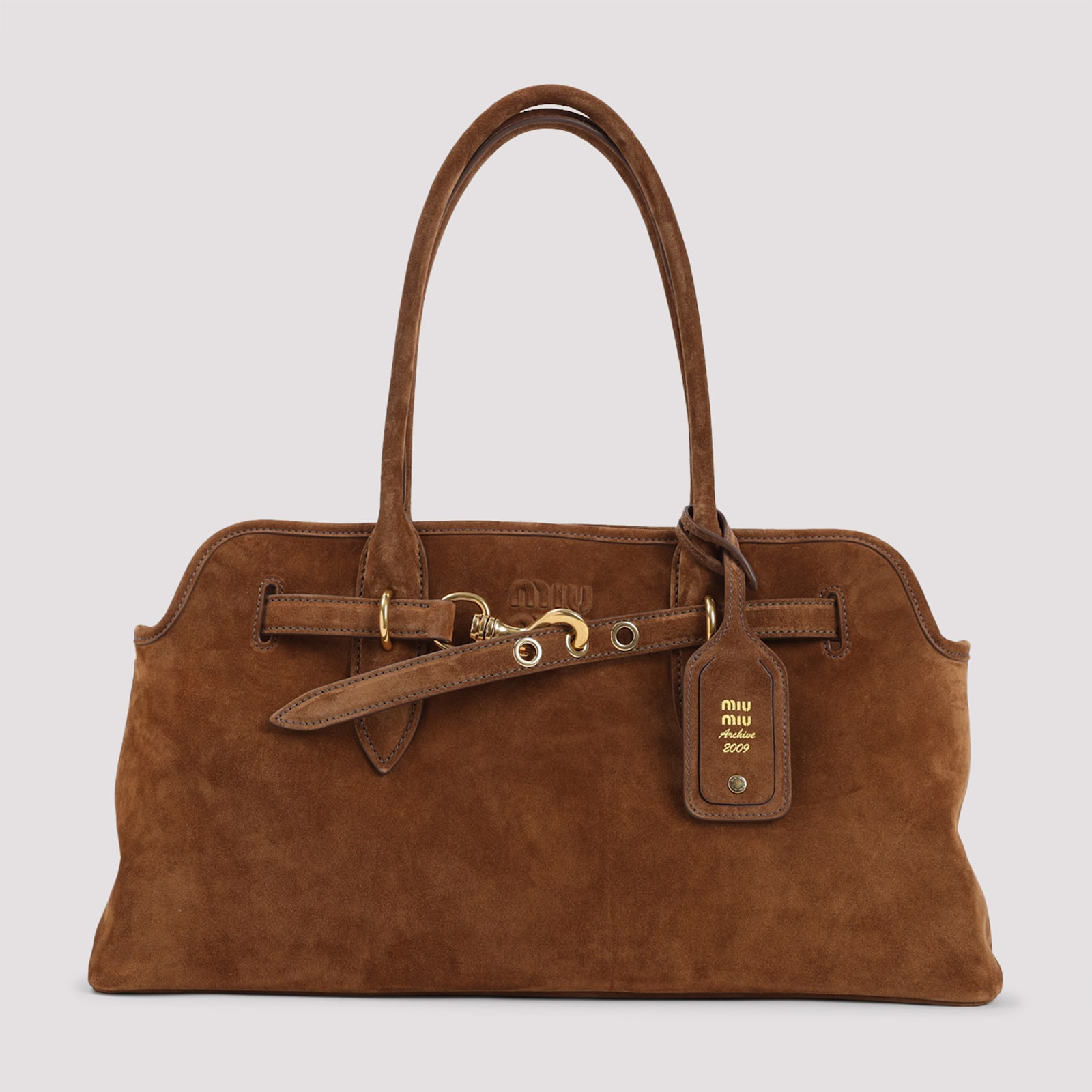 Miu Miu Adventure Lamb Leather Shoulder Bag In Brown