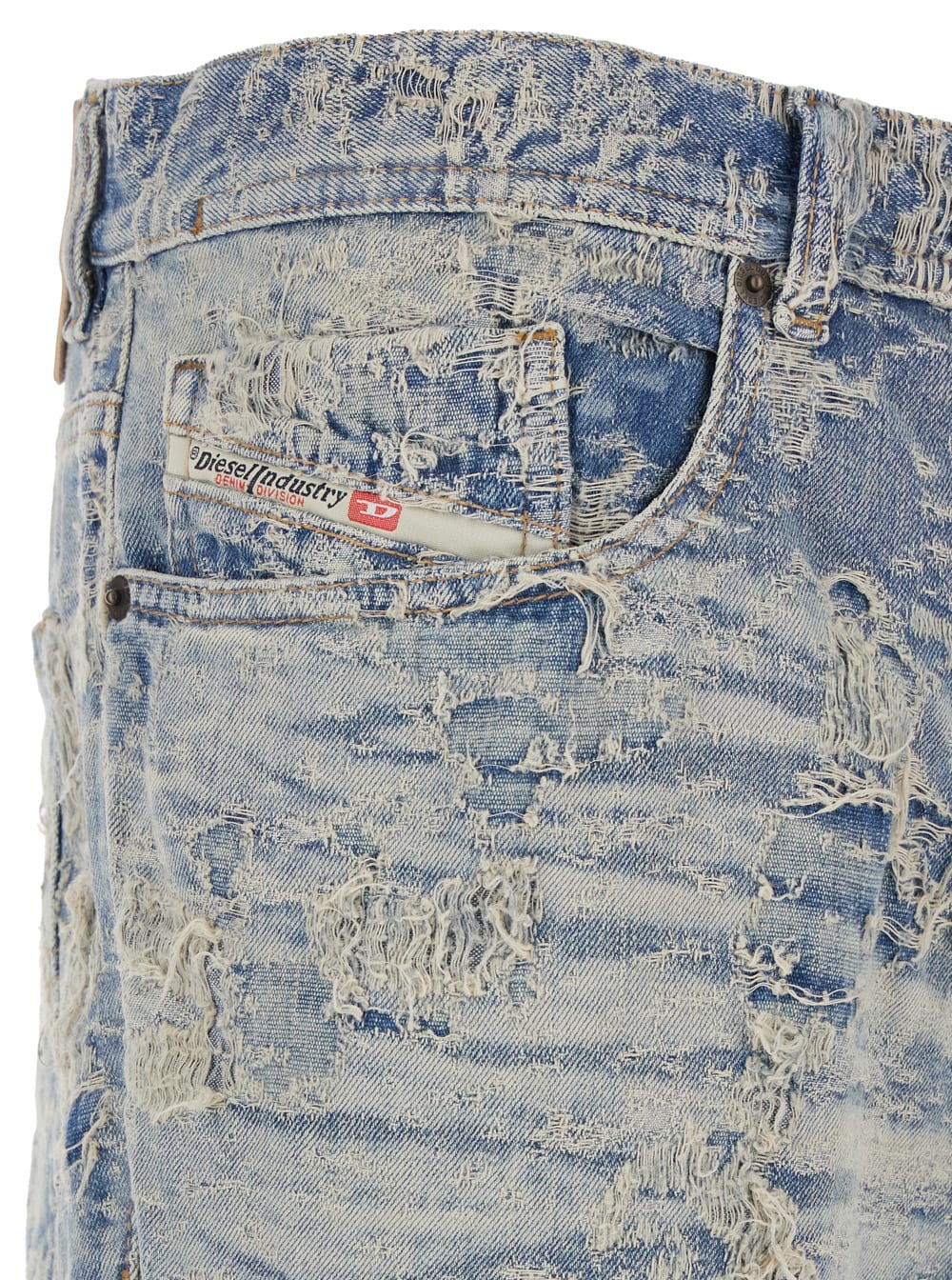 Shop Diesel Denim Jacquard Destroy D-finitive Fit In Light Blue