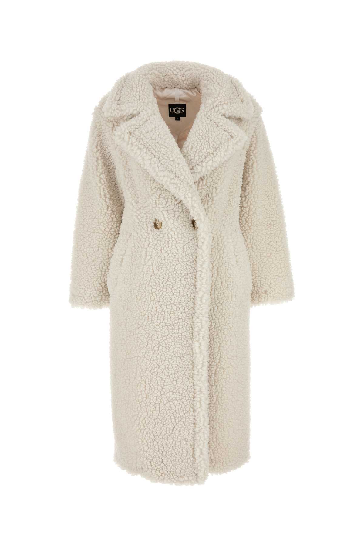 Shop Ugg White Teddy Gertrude Coat In Winterwhite