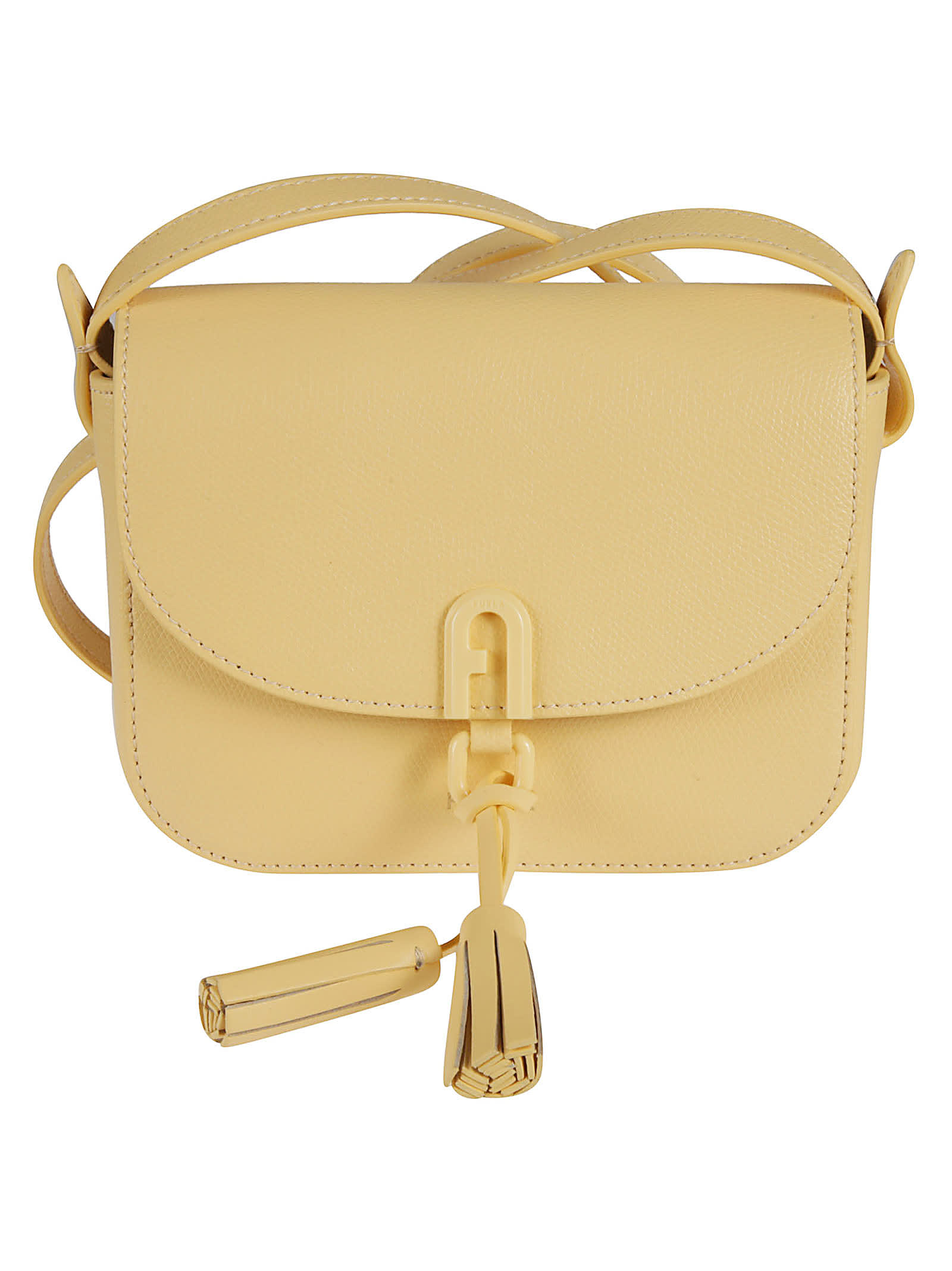 Furla Hanging Tassel Detail Shoulder Bag In Light Yellow
