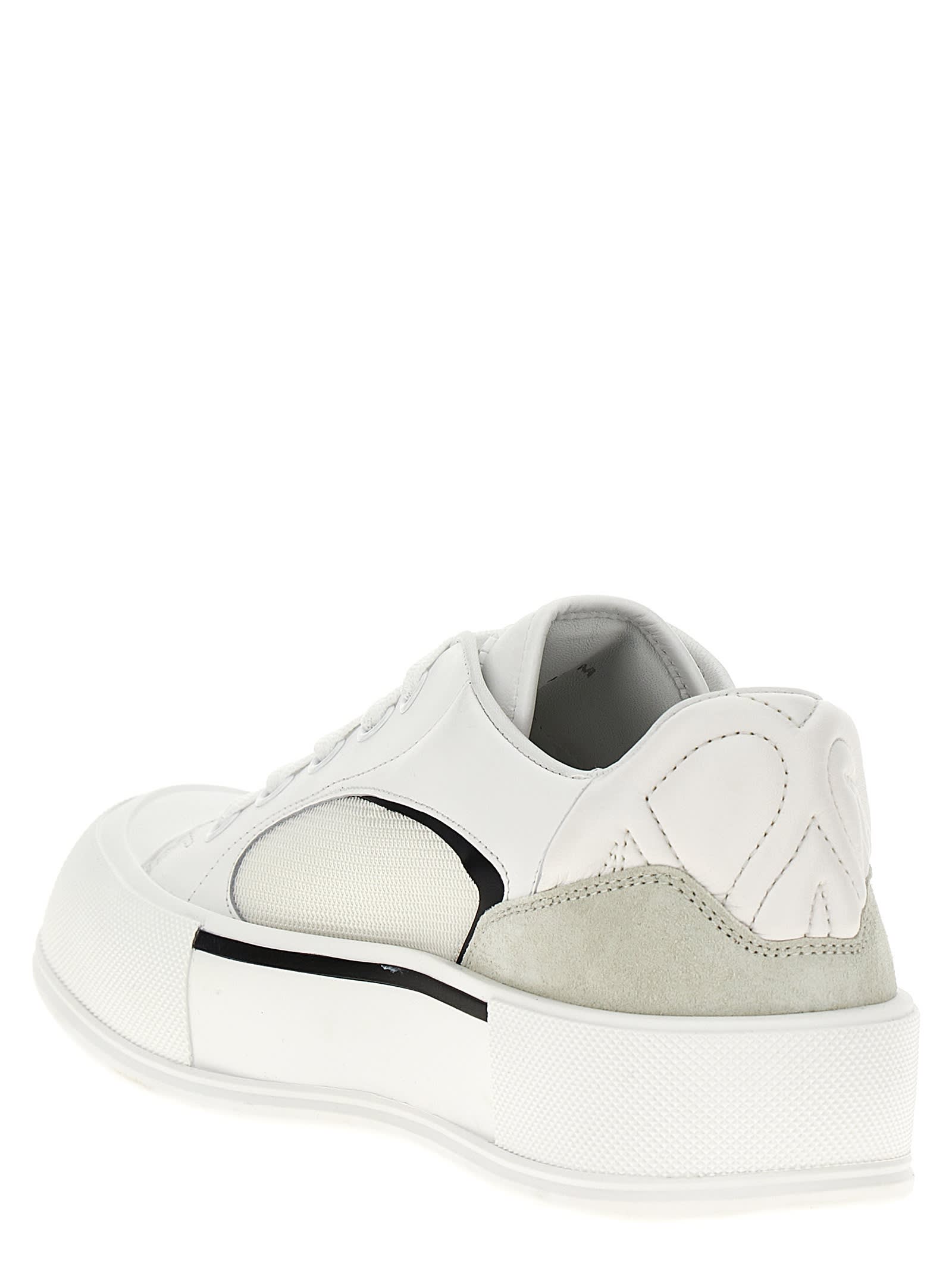 Shop Alexander Mcqueen Neoprene Canvas Sneakers In White/black