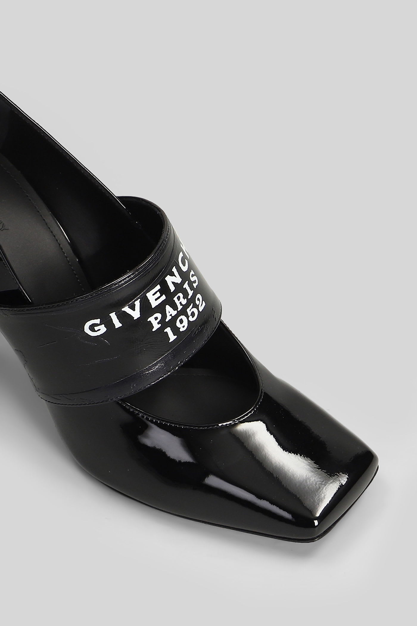 Givenchy Tape Sliced Square Pumps In Patent Leather In Black
