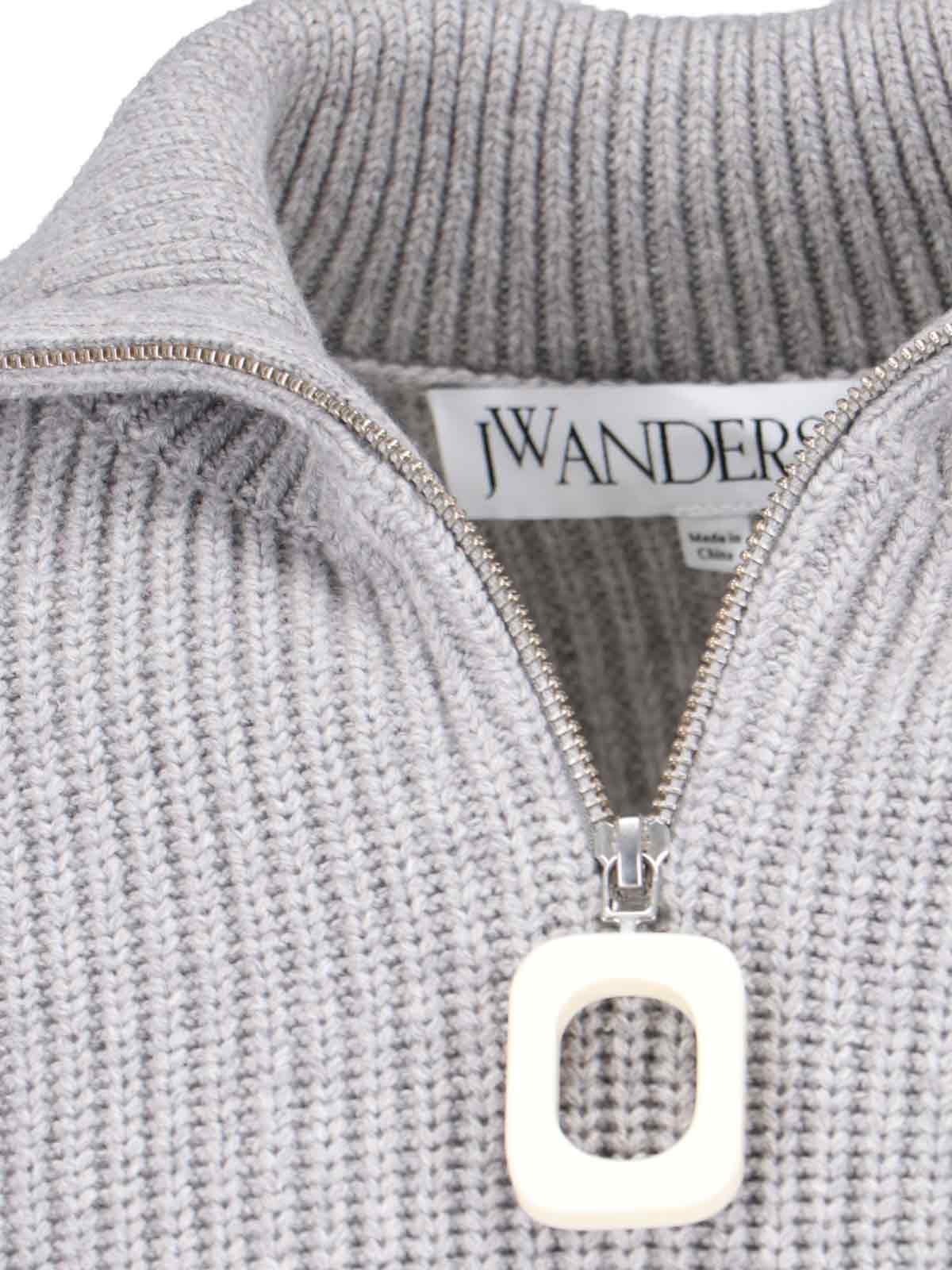 Shop Jw Anderson Logo Zip Sweater In Gray