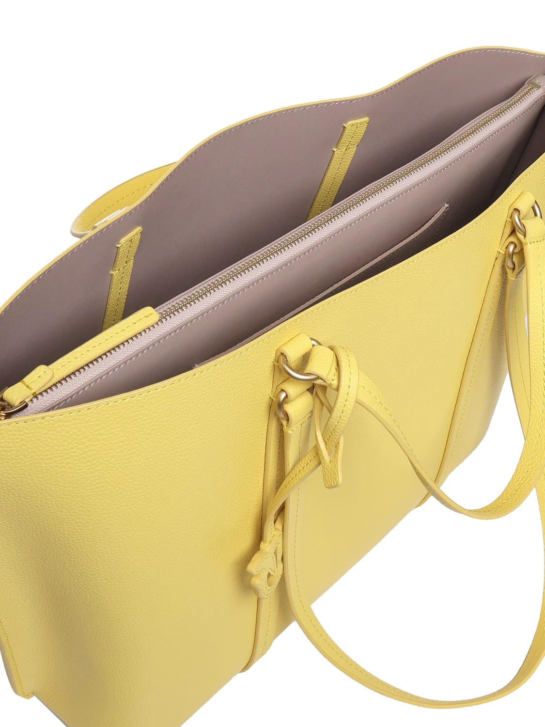Shop Pinko Large Tumbled Leather Shopper Bag In Yellow