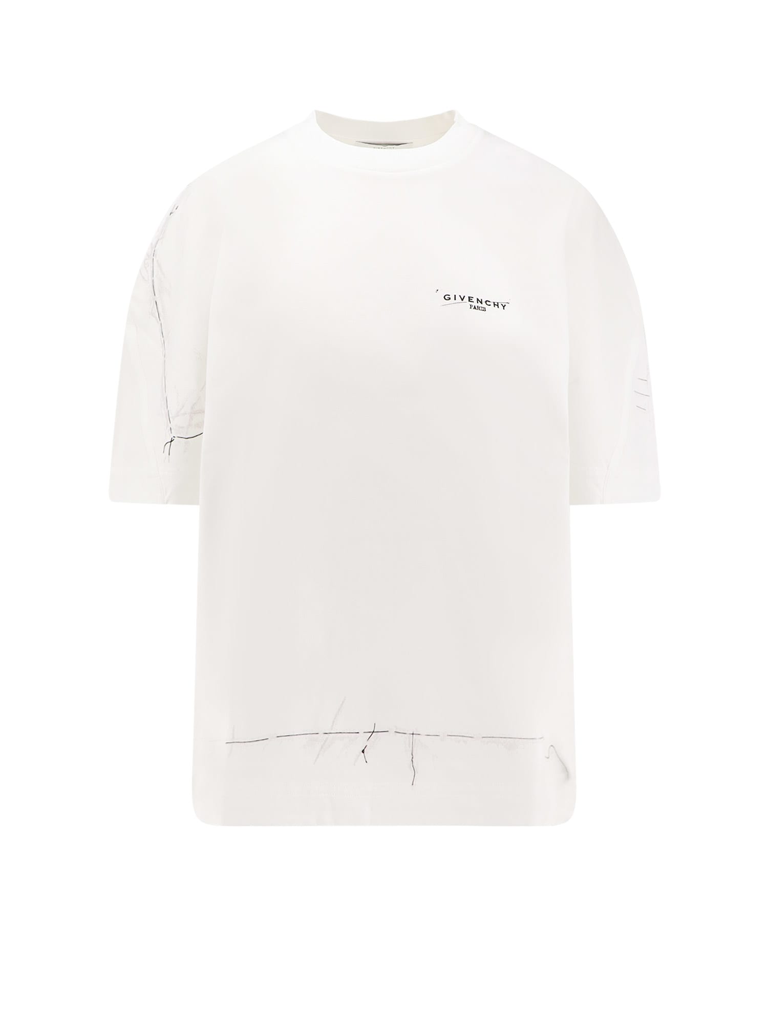 Givenchy Ribbed Crew-neck Cotton T-shirt With Graphic Print In Neutral