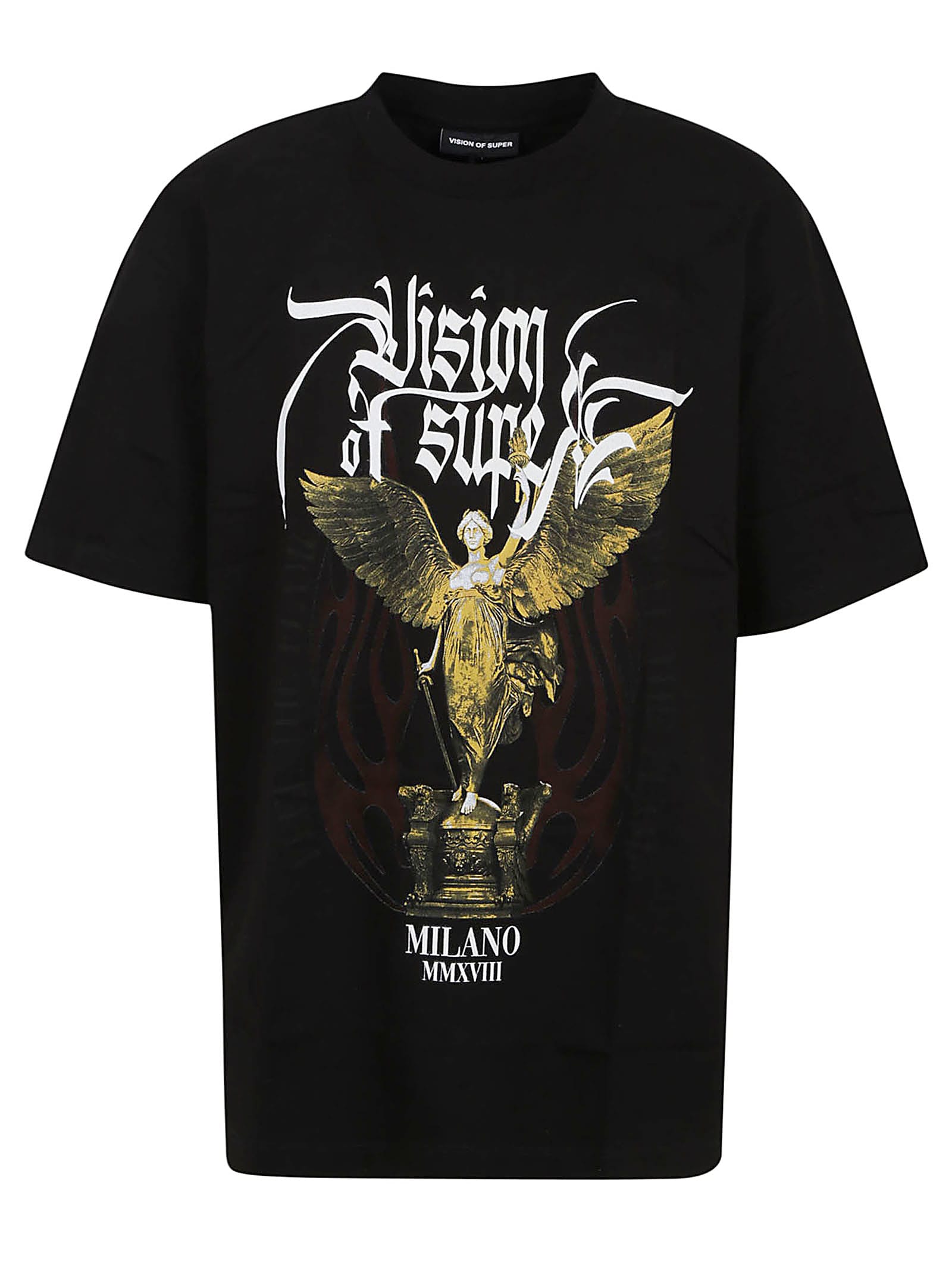 VISION OF SUPER BLACK T-SHIRT WITH ROCK MATHER GRAPHIC