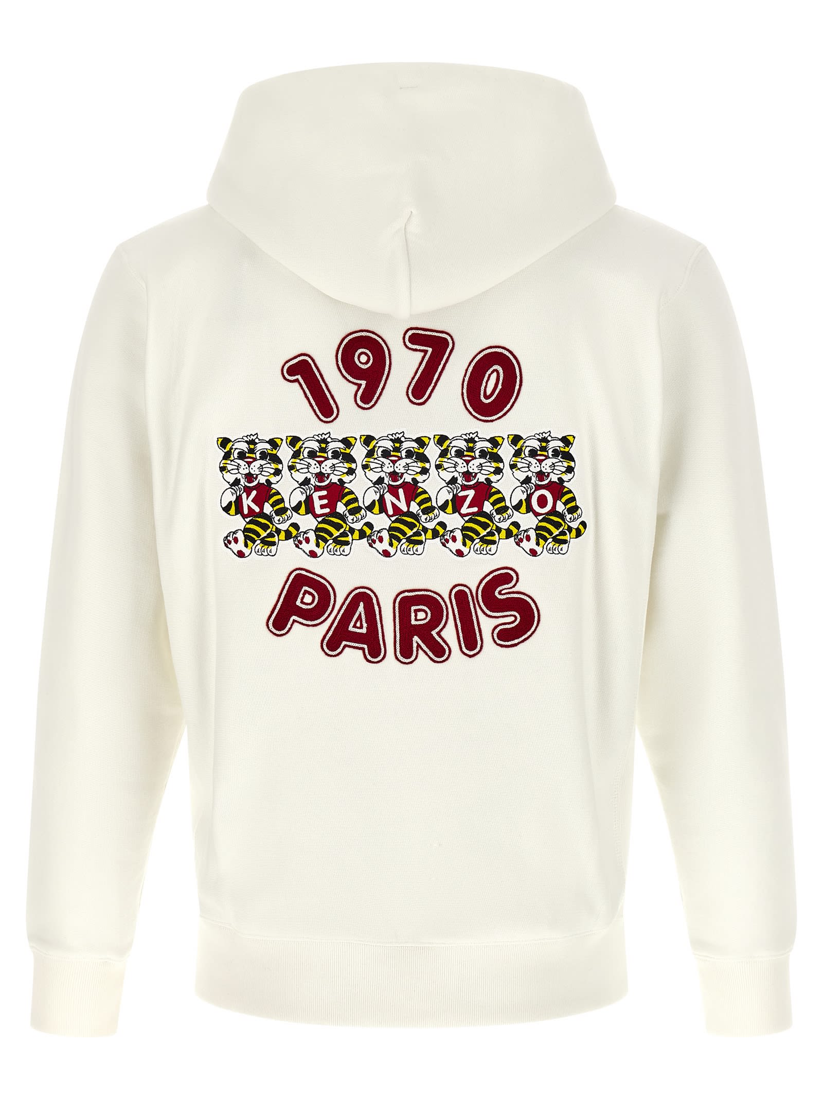 Kenzo Tiger Embroidery Hoodie Hood Graphic Print In White